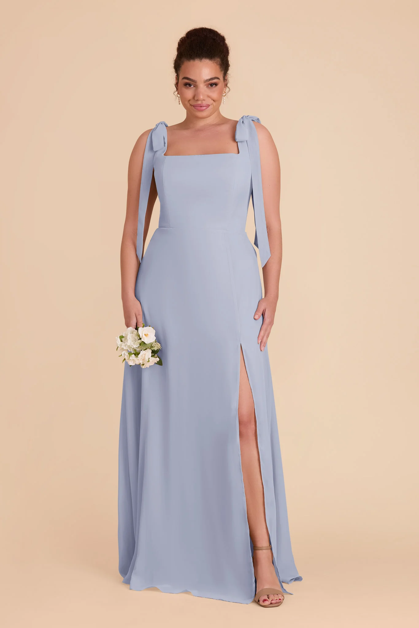 Chiffon Dusty Blue Dress - XNAUWBI