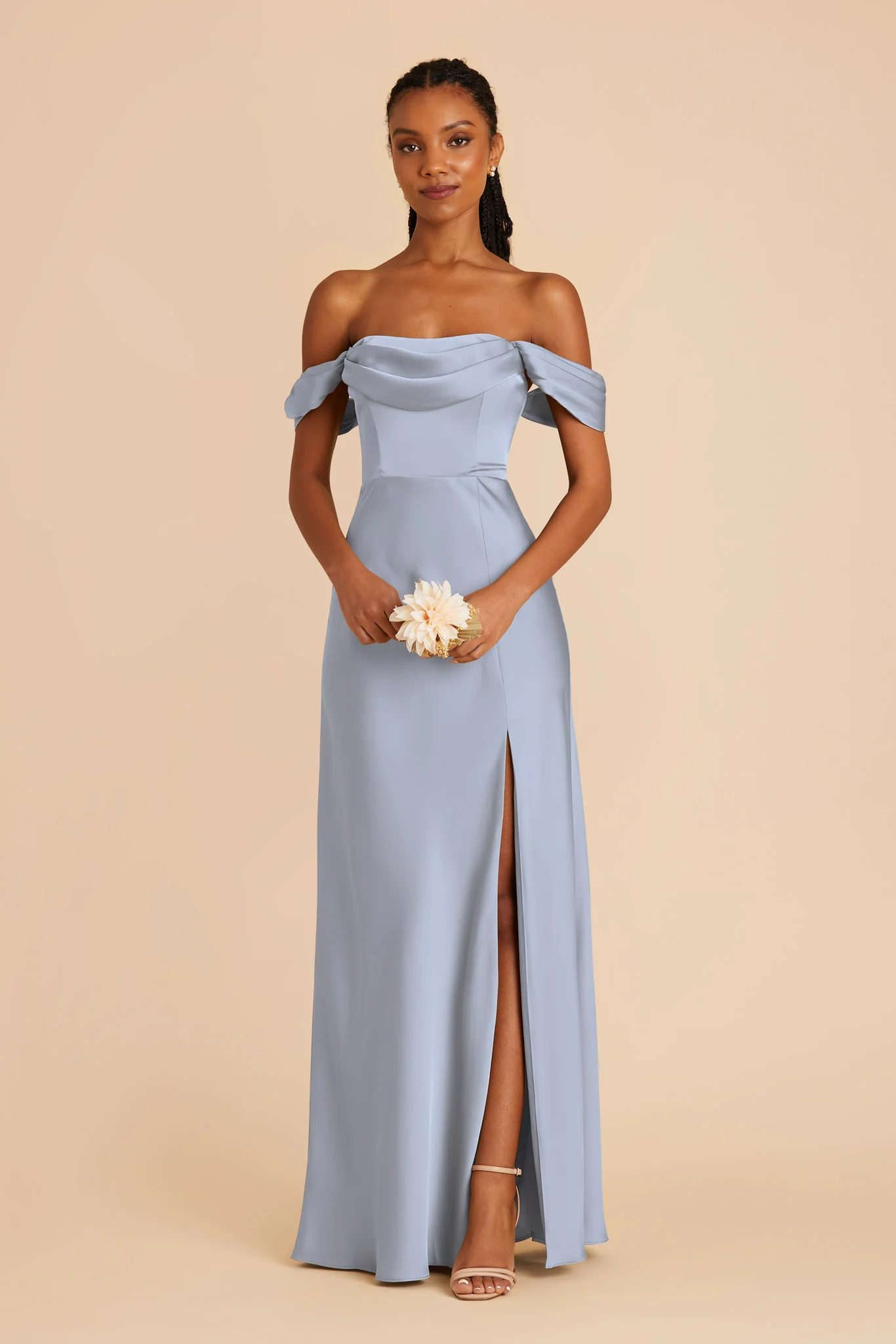 Matte Satin Dusty Blue Dress - XNAUWBI