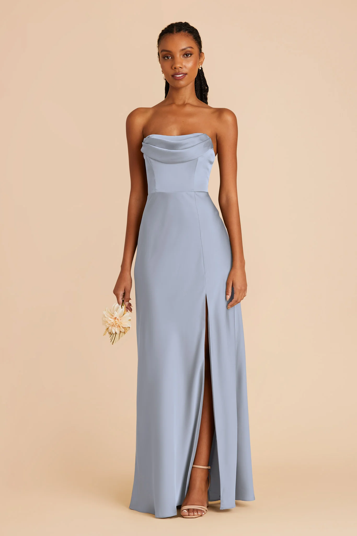 Matte Satin Dusty Blue Dress - XNAUWBI