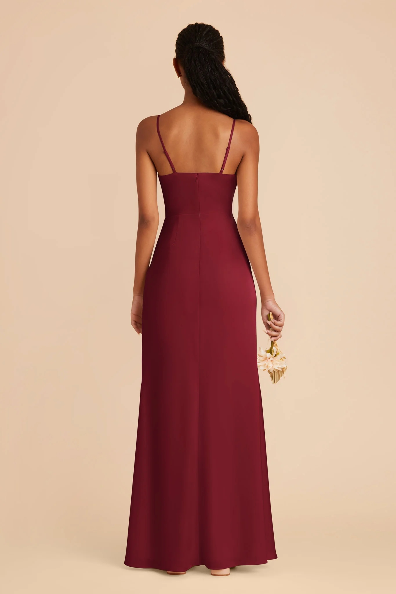 Matte Satin Burgundy Dress - XNAUWBI