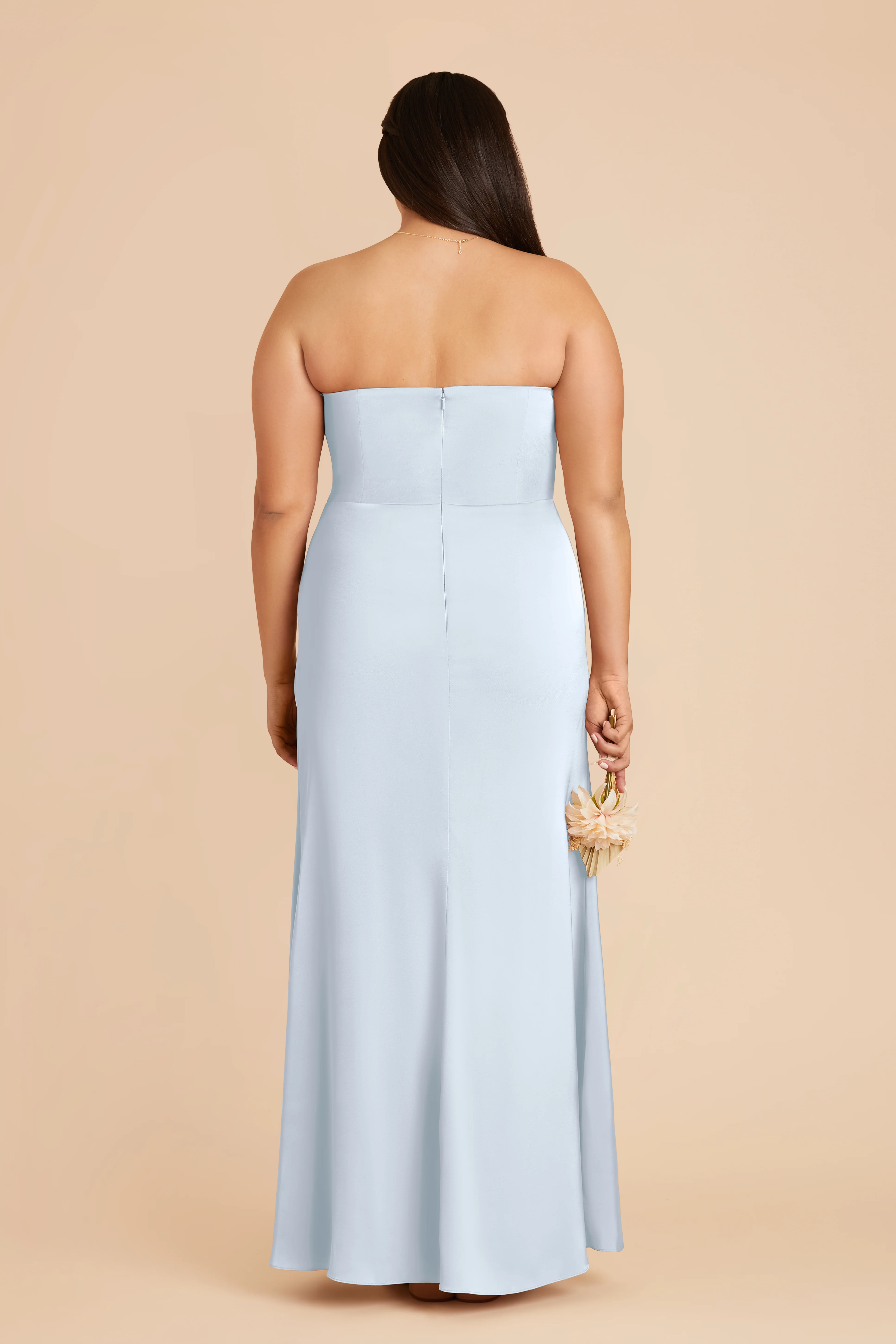 Matte Satin Mist Blue Dress - XNAUWBI