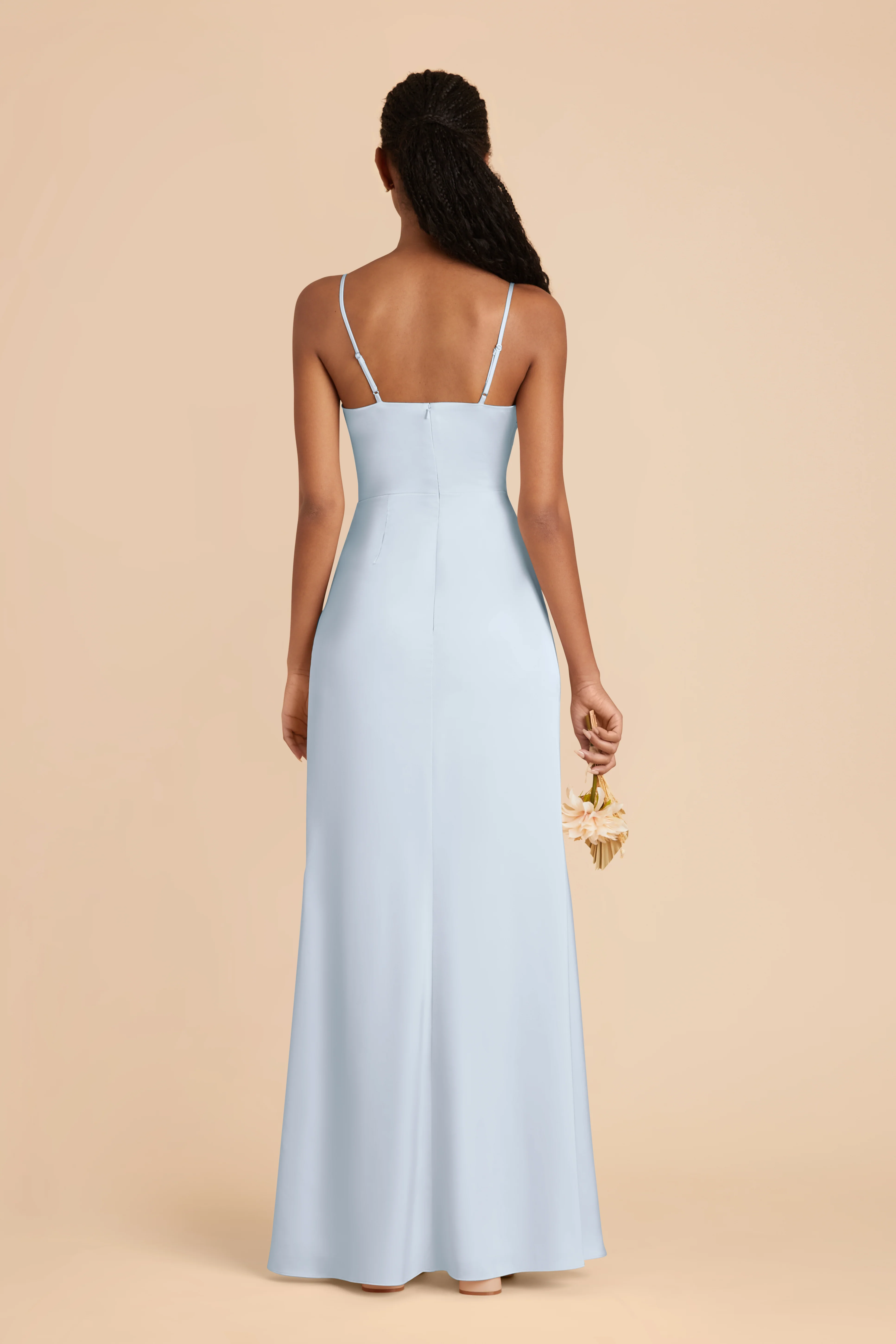 Matte Satin Mist Blue Dress - XNAUWBI