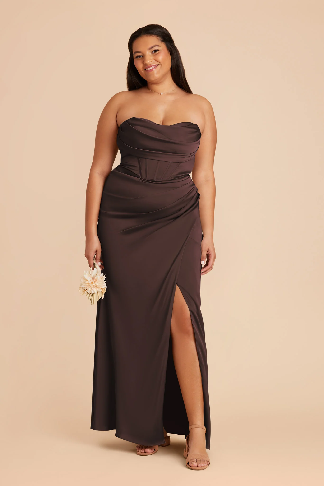Matte Satin Espresso Dress - XNAUWBI