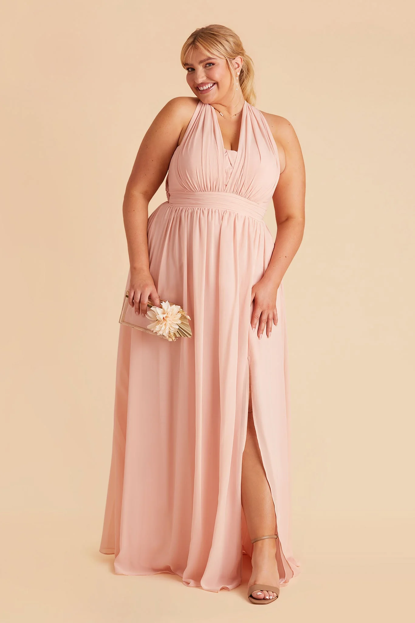 Chiffon Blush Pink Dress - XNAUWBI