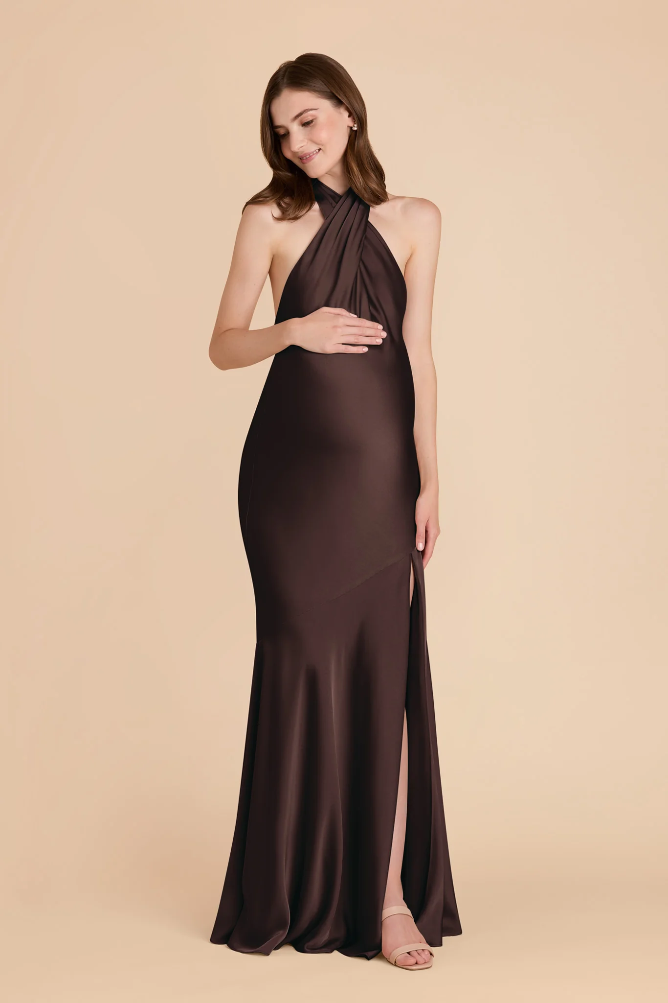 Matte Satin Espresso Dress - XNAUWBI