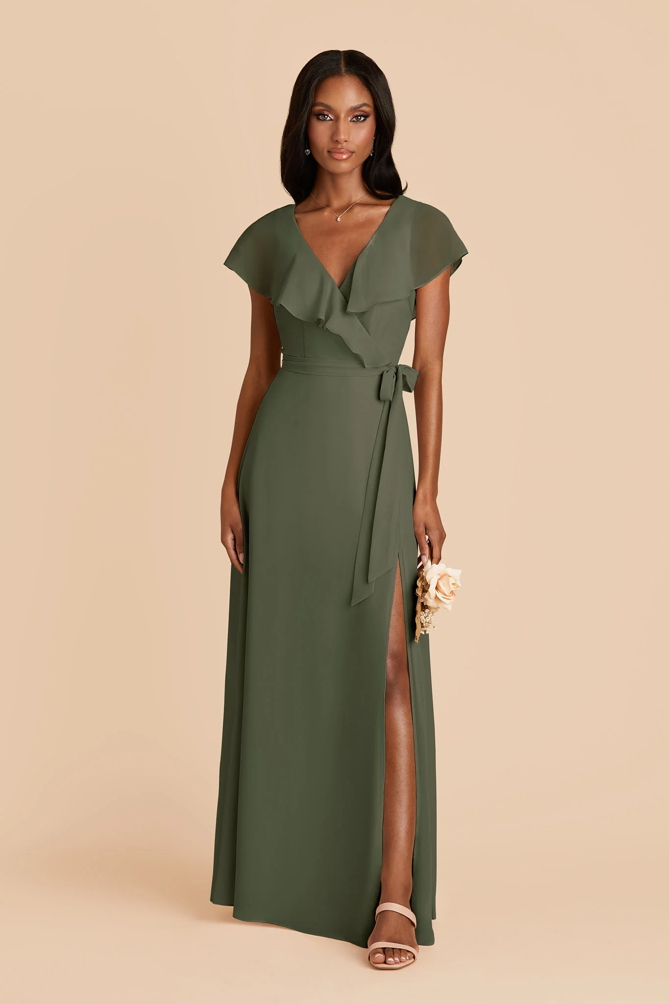 Chiffon Olive Dress - XNAUWBI