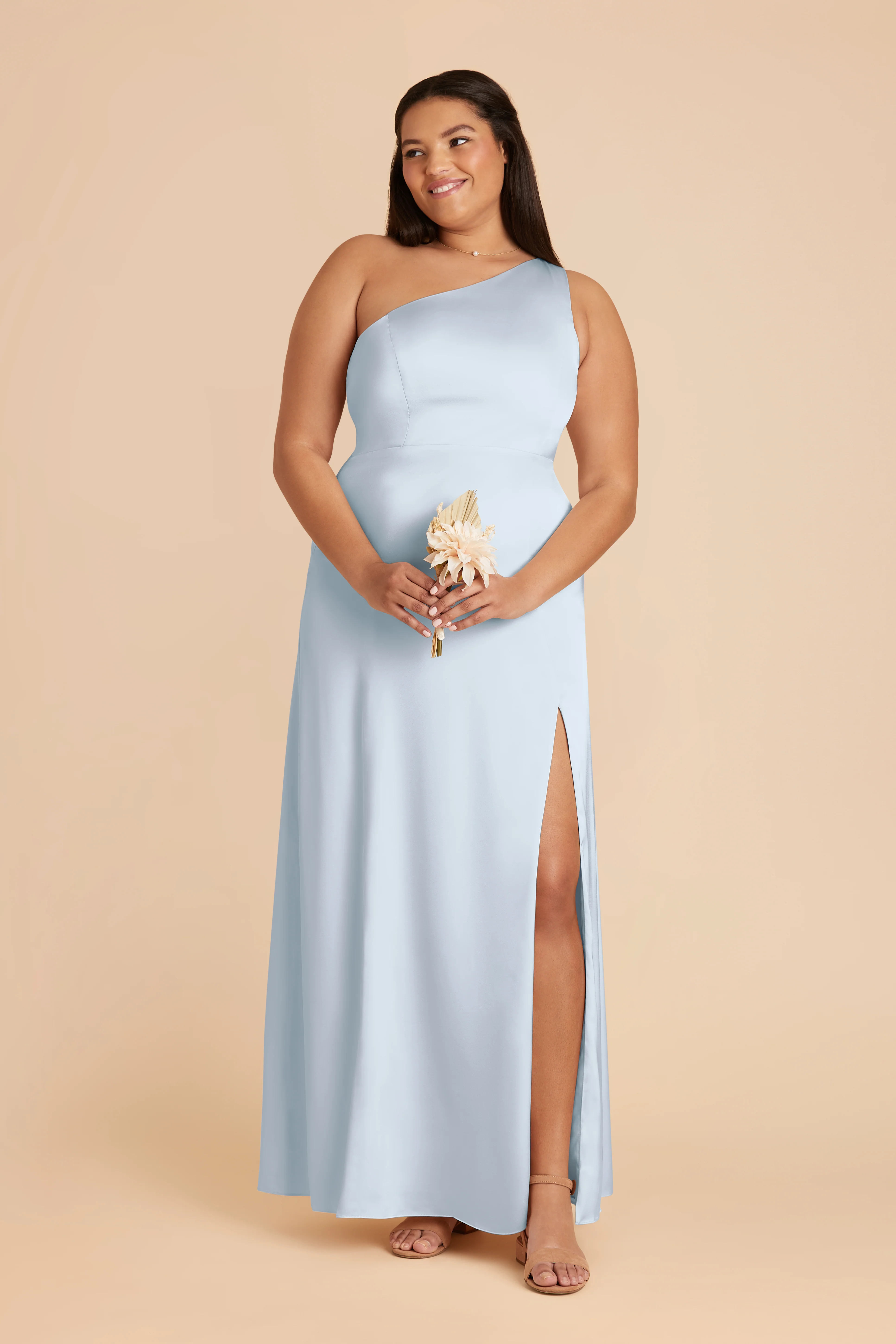 Matte Satin Mist Blue Dress - XNAUWBI