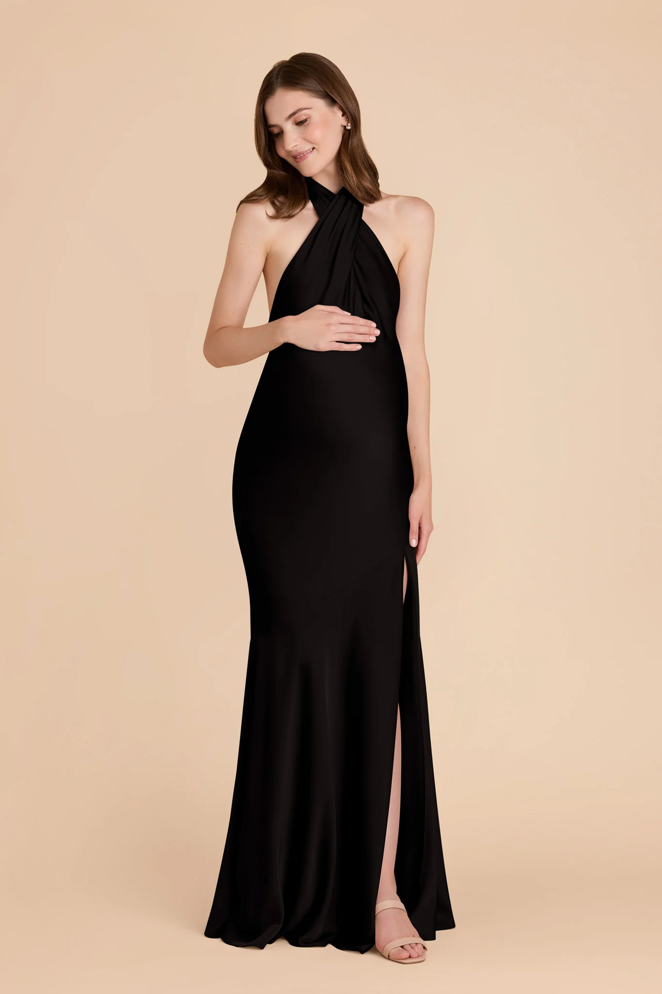 Matte Satin Black Dress - XNAUWBI
