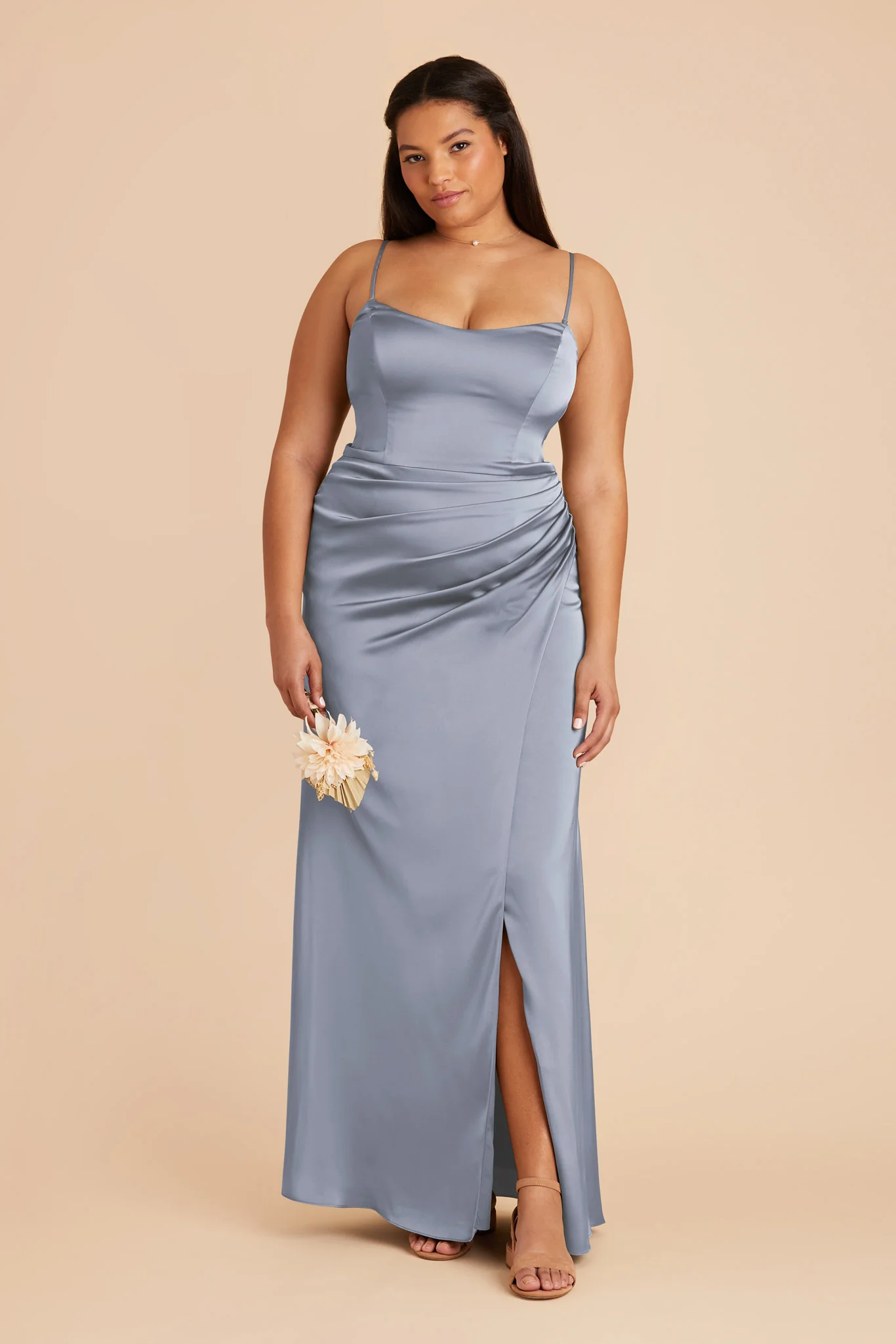 Matte Satin Dusty Blue Dress - XNAUWBI