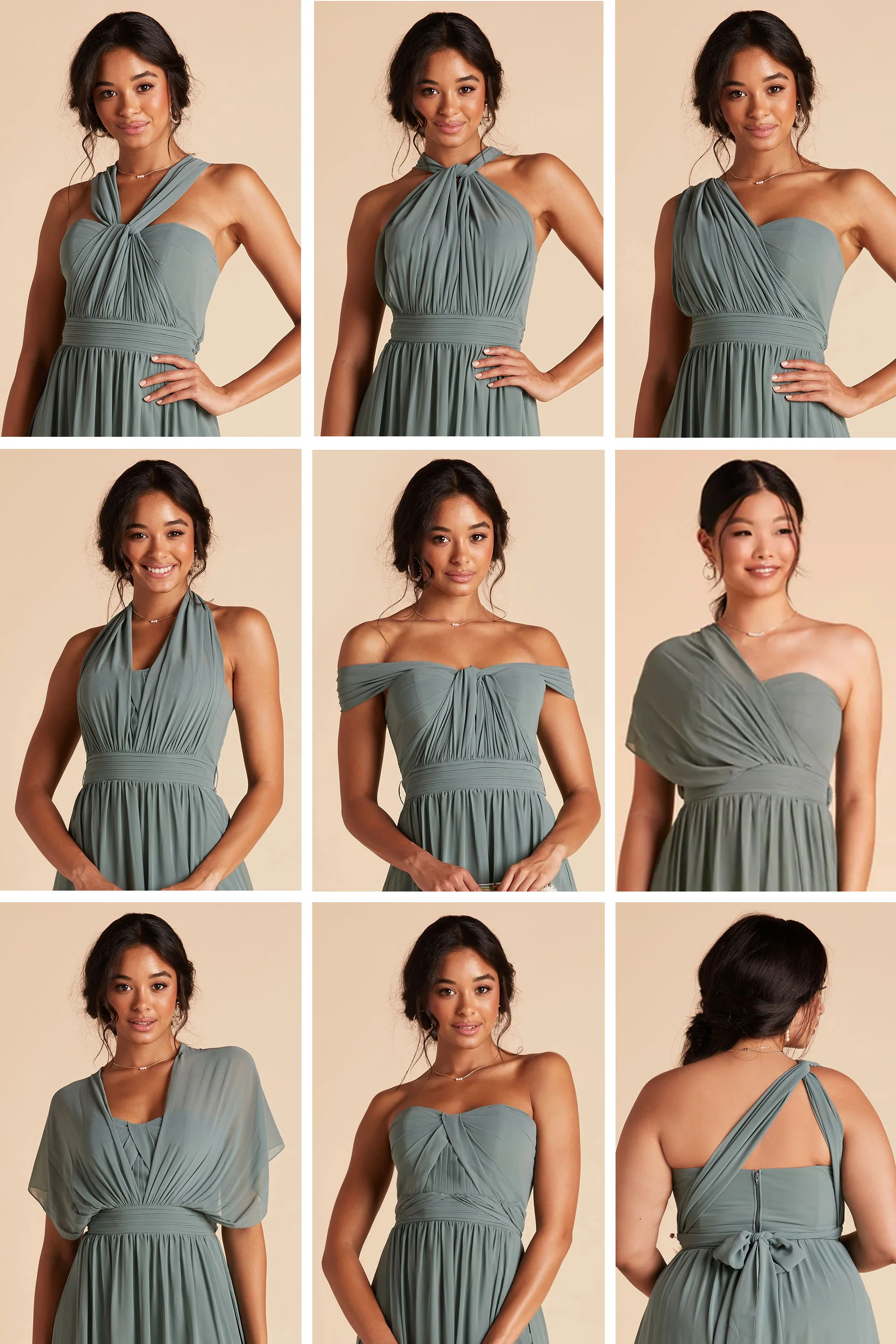 Chiffon Dusty Blue Dress - XNAUWBI