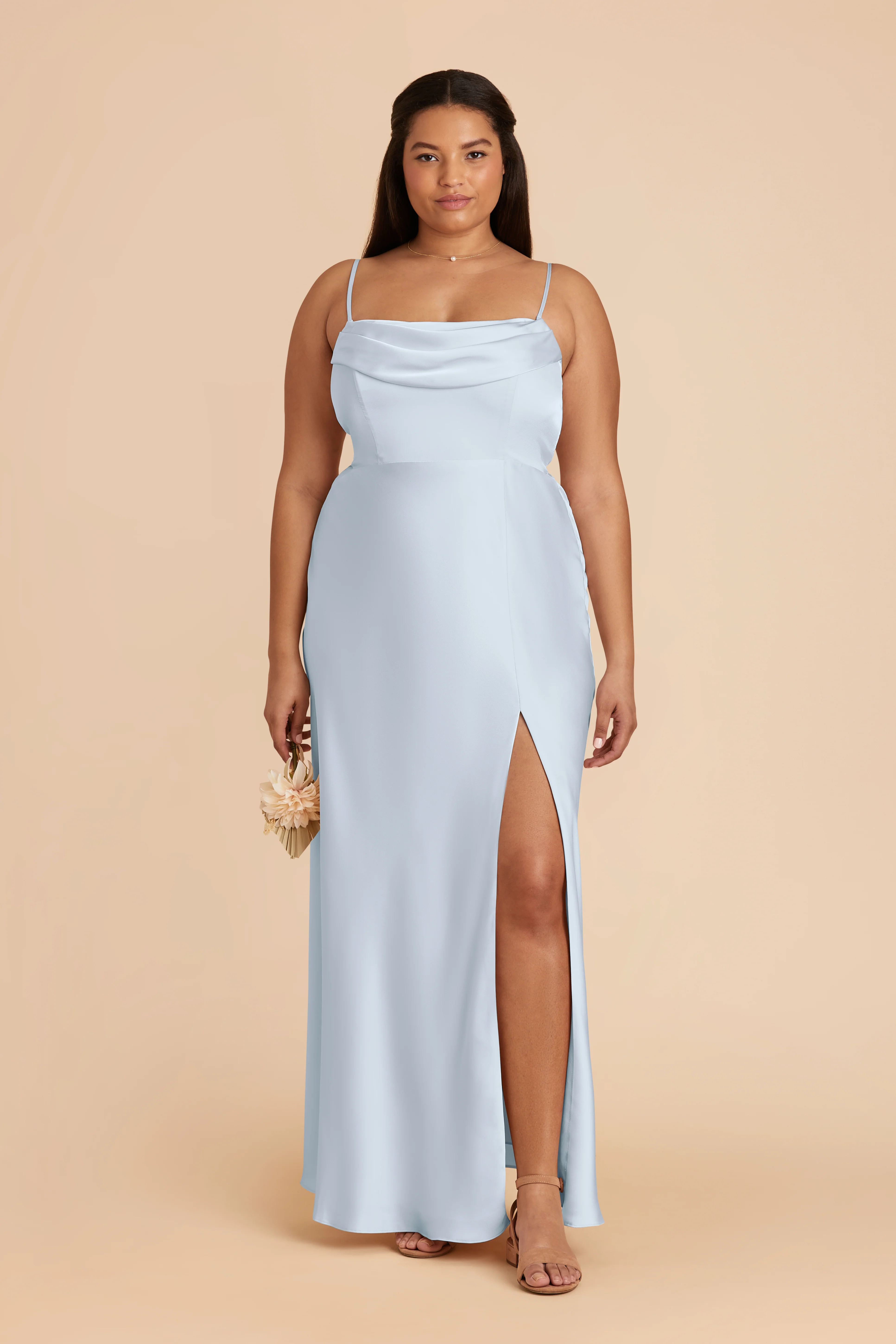 Matte Satin Mist Blue Dress - XNAUWBI