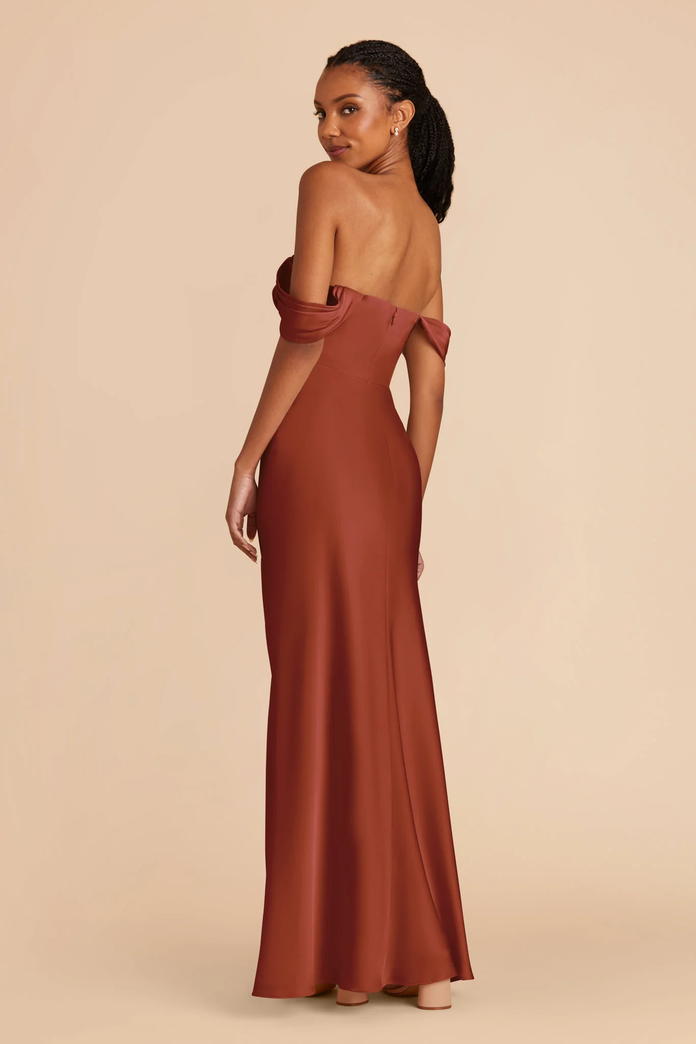 Matte Satin Auburn Dress - XNAUWBI