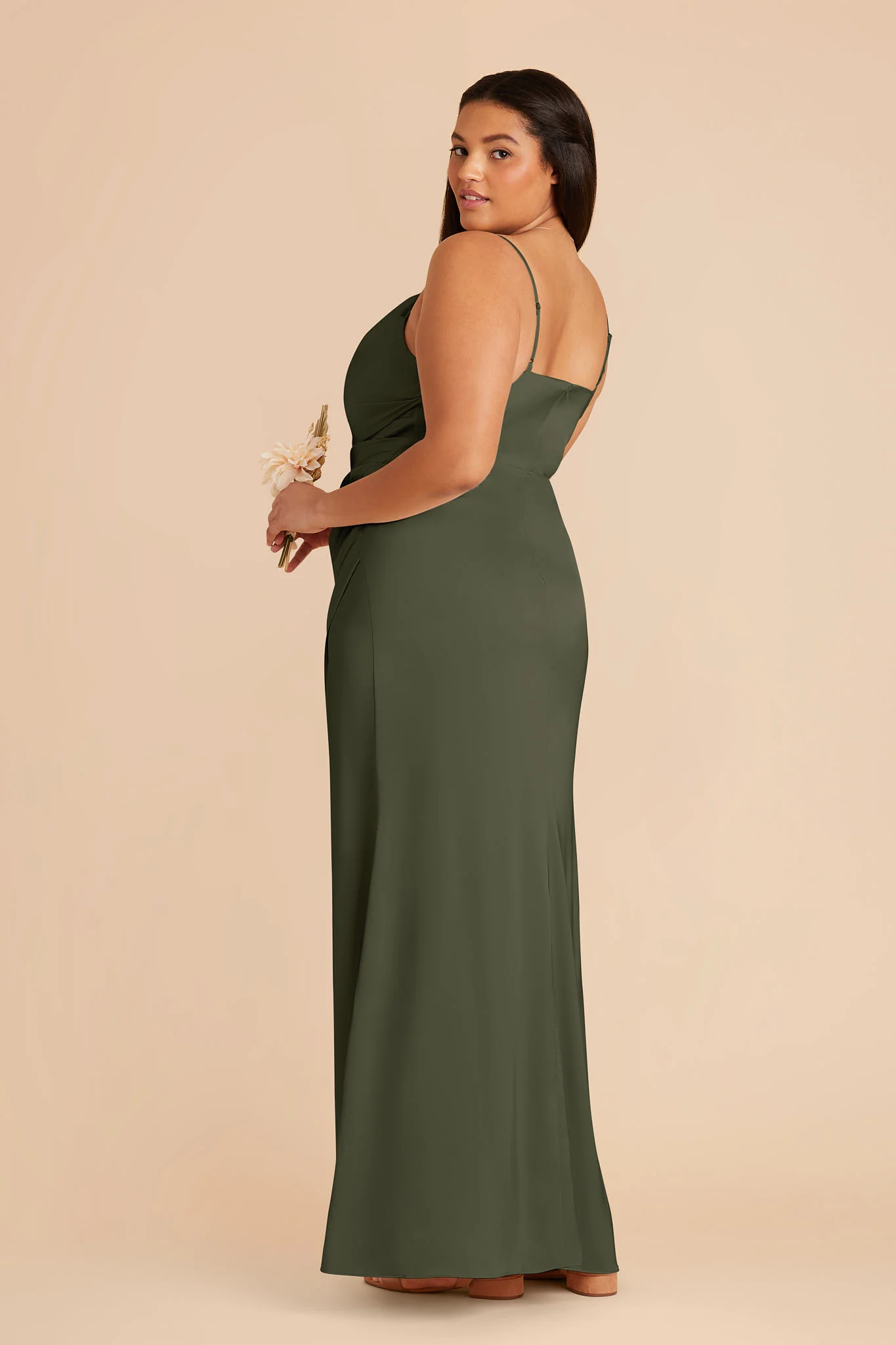 Matte Satin Olive Dress - XNAUWBI