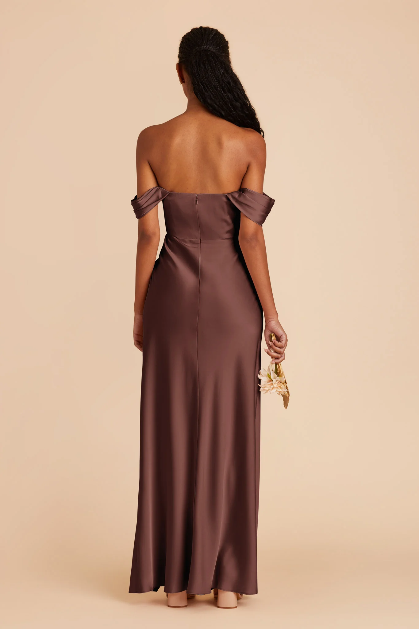 Matte Satin Chocolate Brown Dress - XNAUWBI