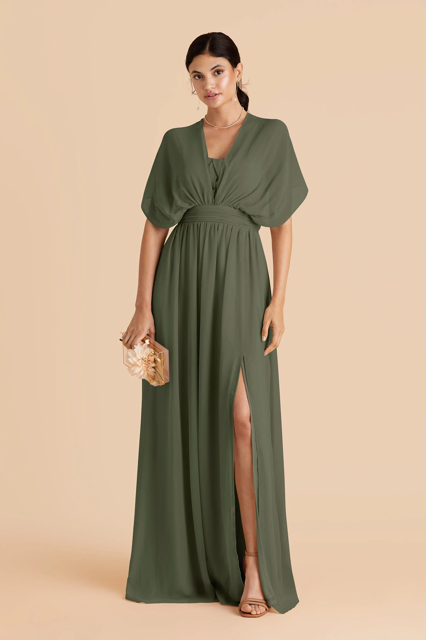 Chiffon Olive Dress - XNAUWBI