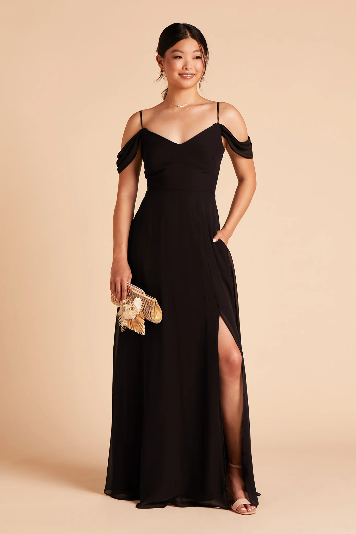 Chiffon Black Dress - XNAUWBI