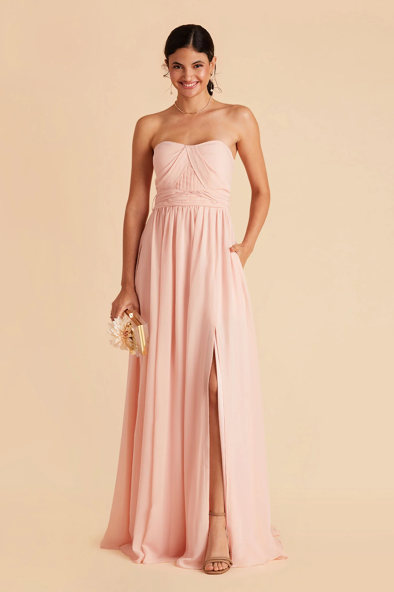 Chiffon Blush Pink Dress - XNAUWBI