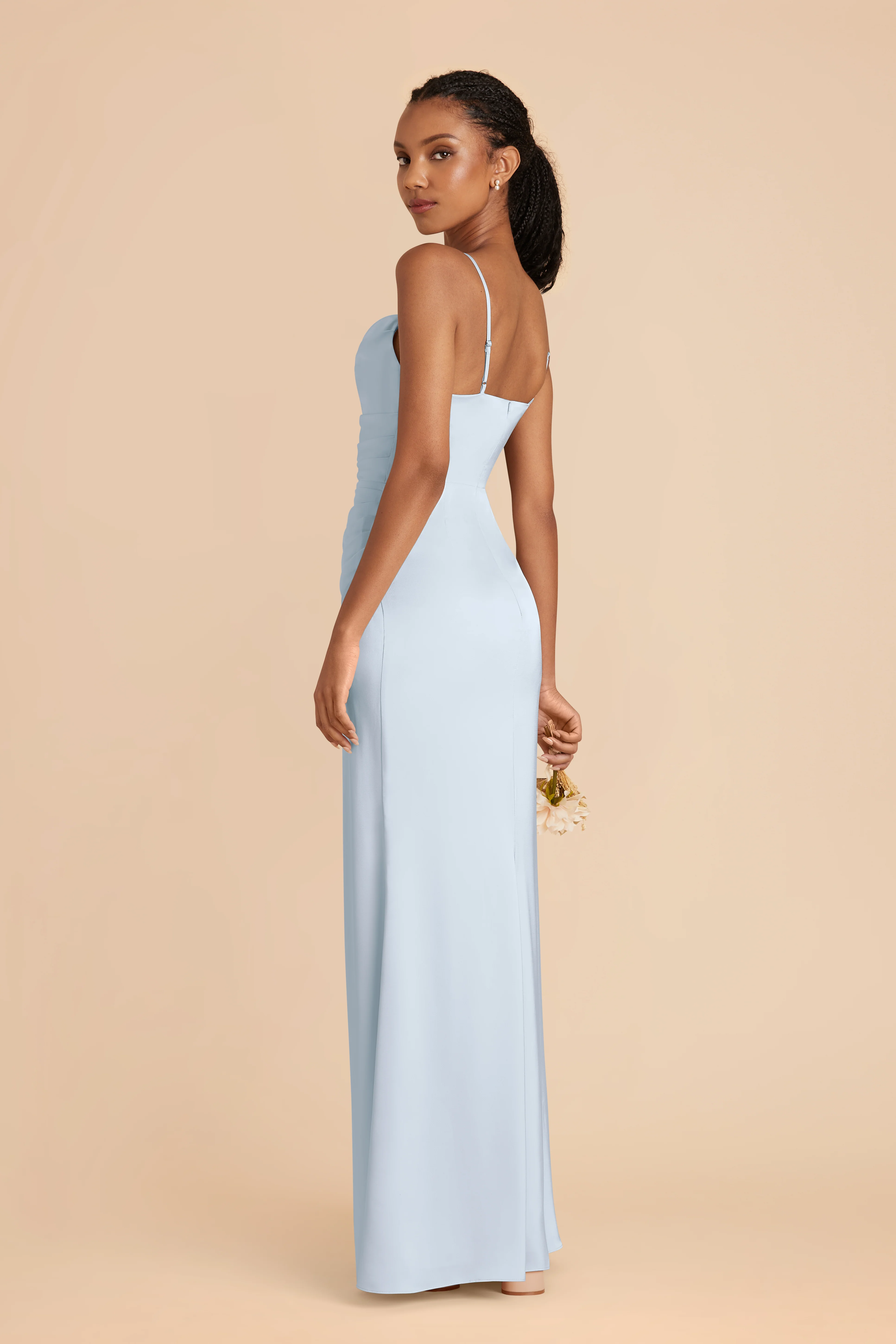 Matte Satin Mist Blue Dress - XNAUWBI
