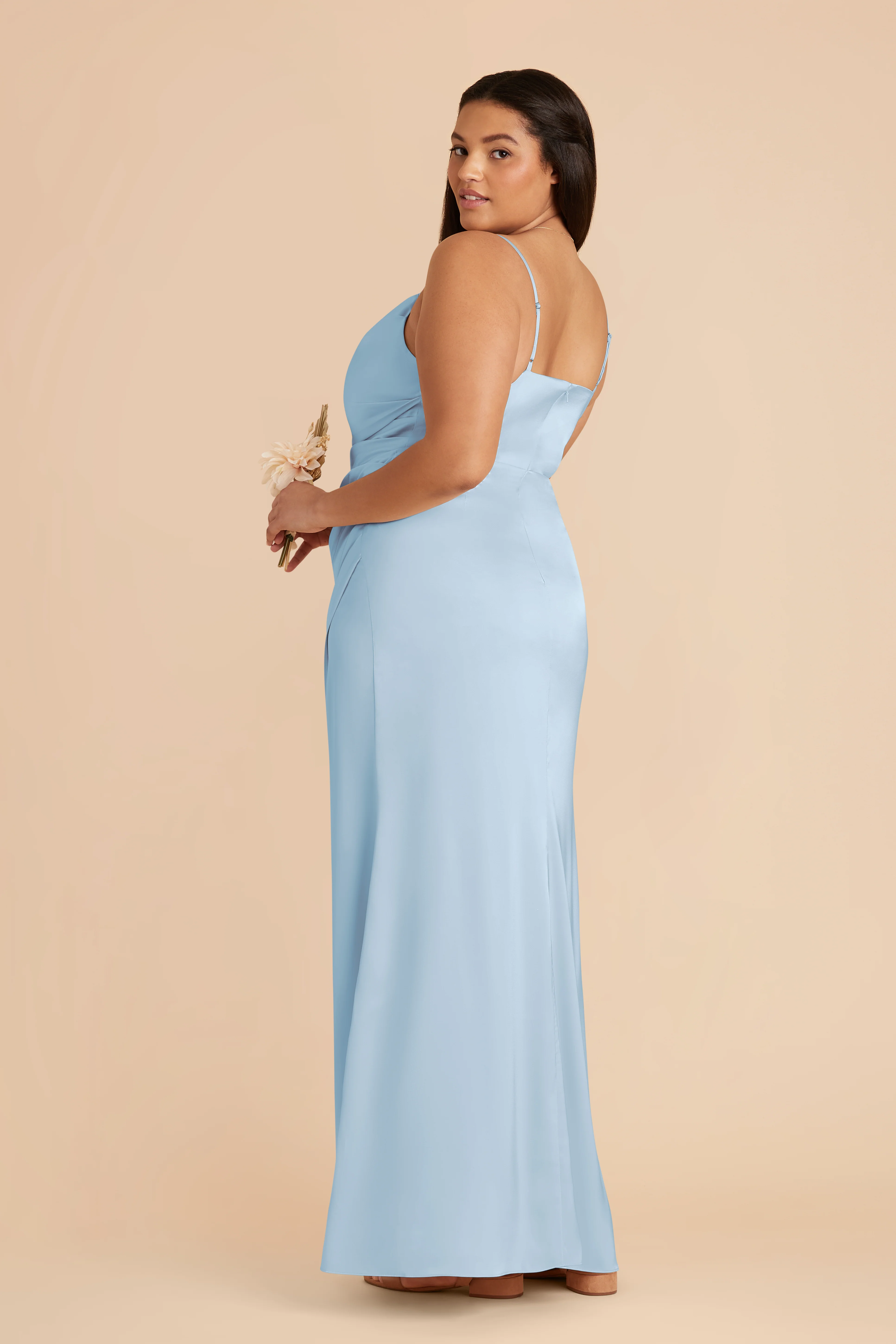 Matte Satin Sky Blue Dress - XNAUWBI