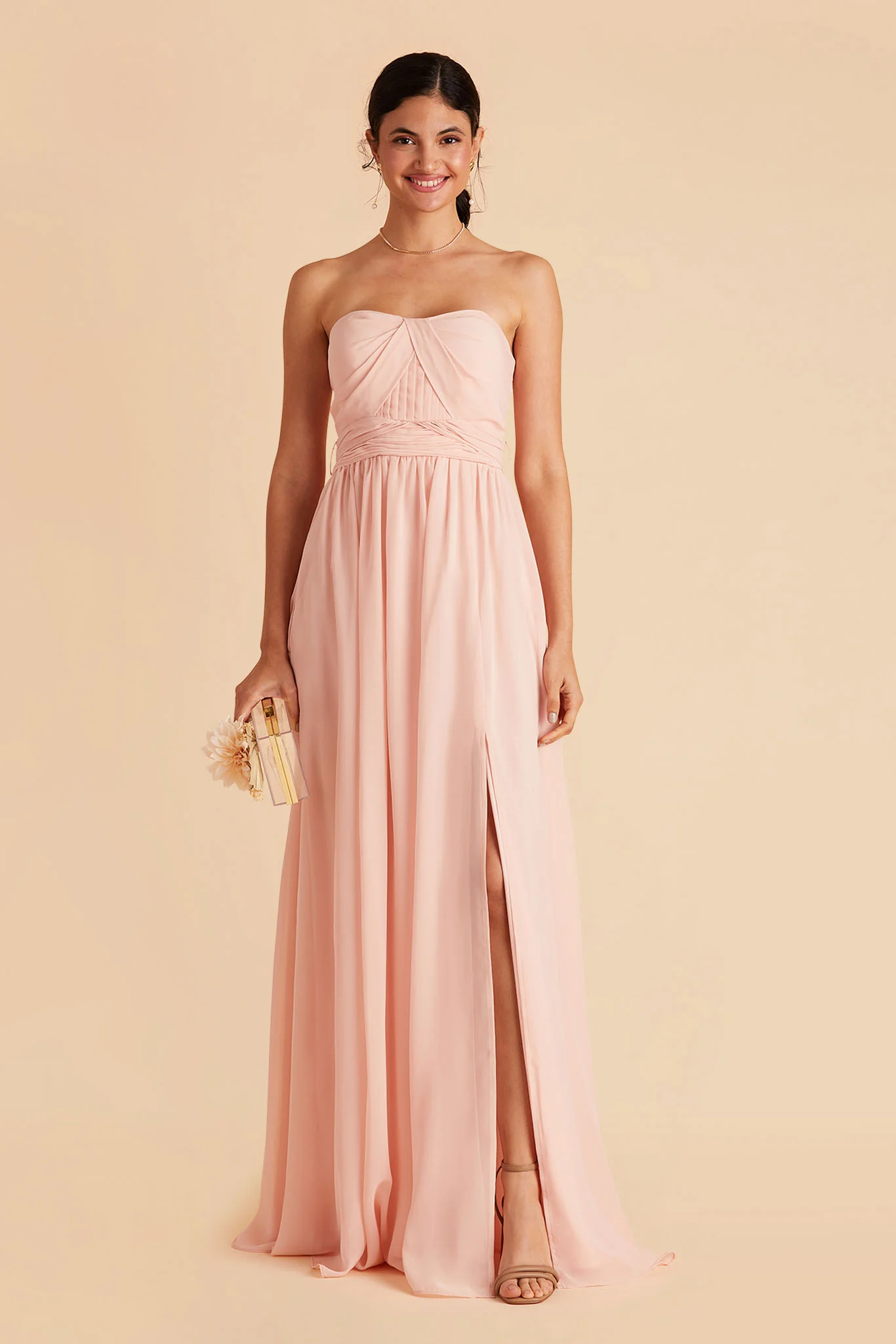 Chiffon Blush Pink Dress - XNAUWBI