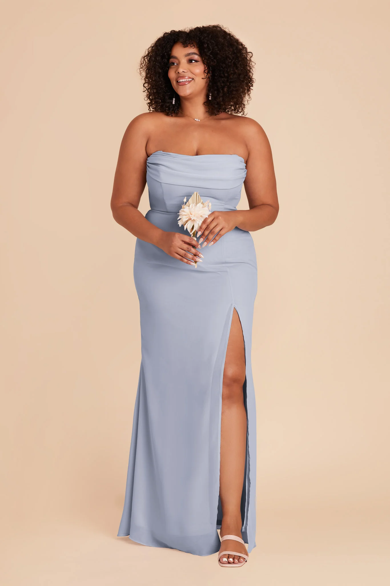 Chiffon Dusty Blue Dress - XNAUWBI