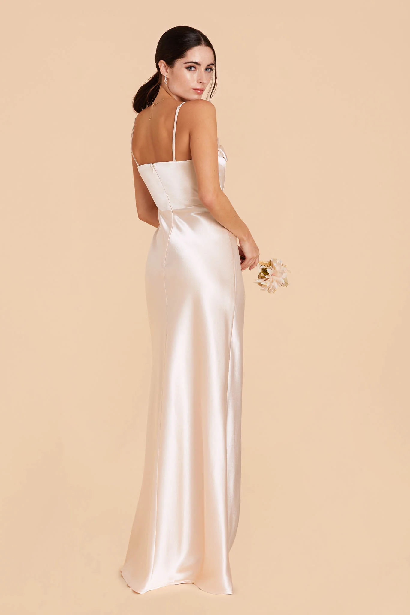 Shiny Satin Champagne Dress - XNAUWBI