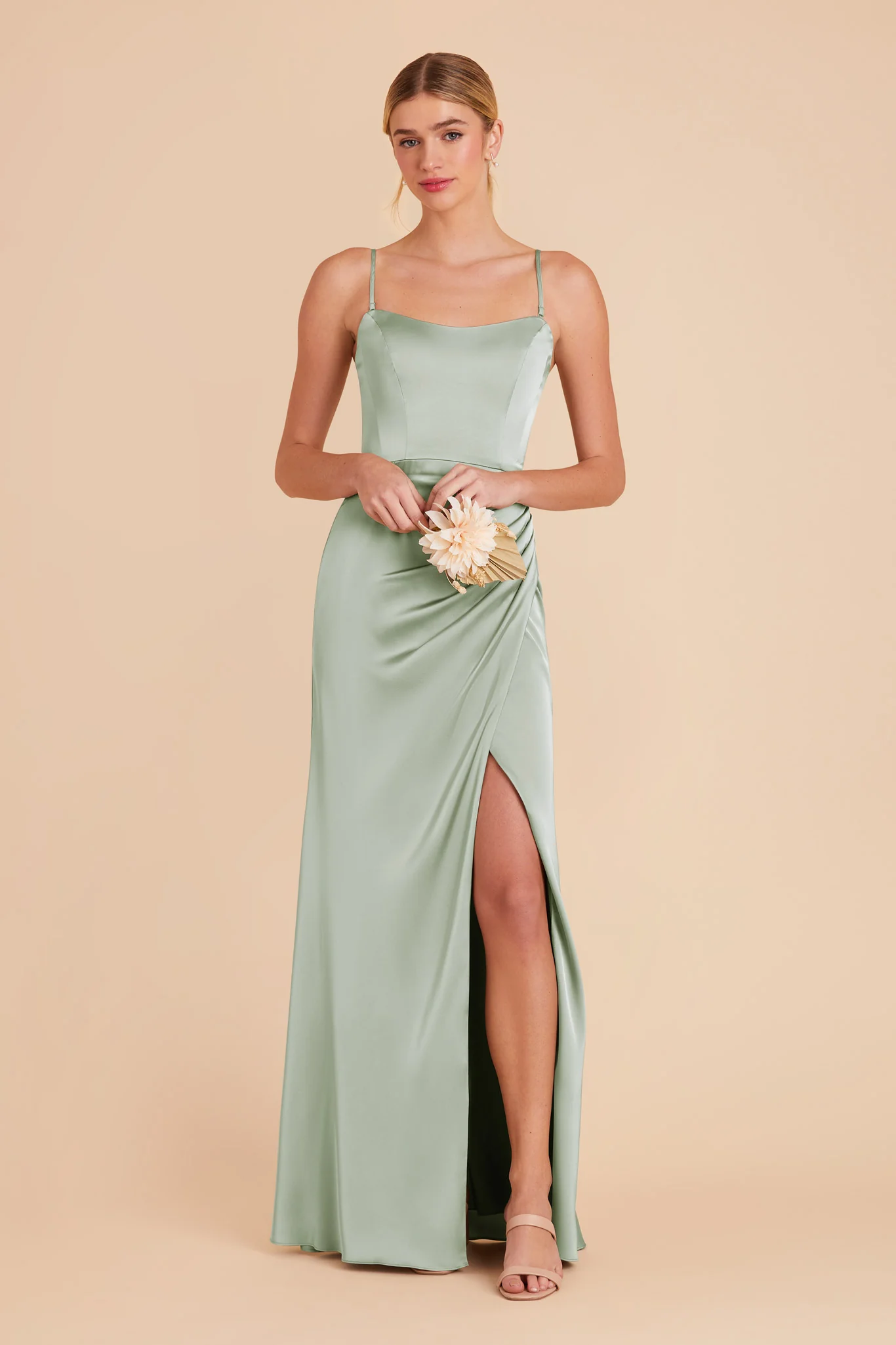 Matte Satin Sage Dress - XNAUWBI