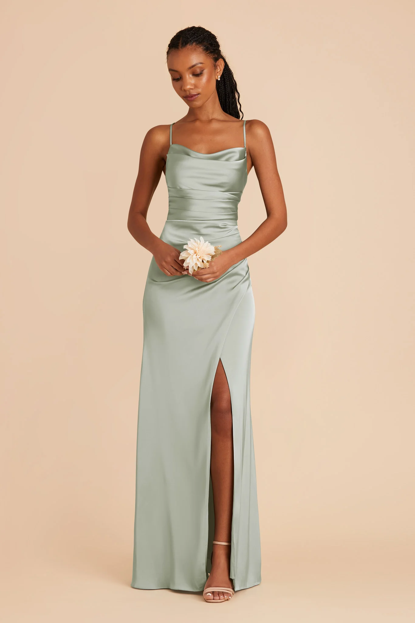 Matte Satin Sage Dress - XNAUWBI