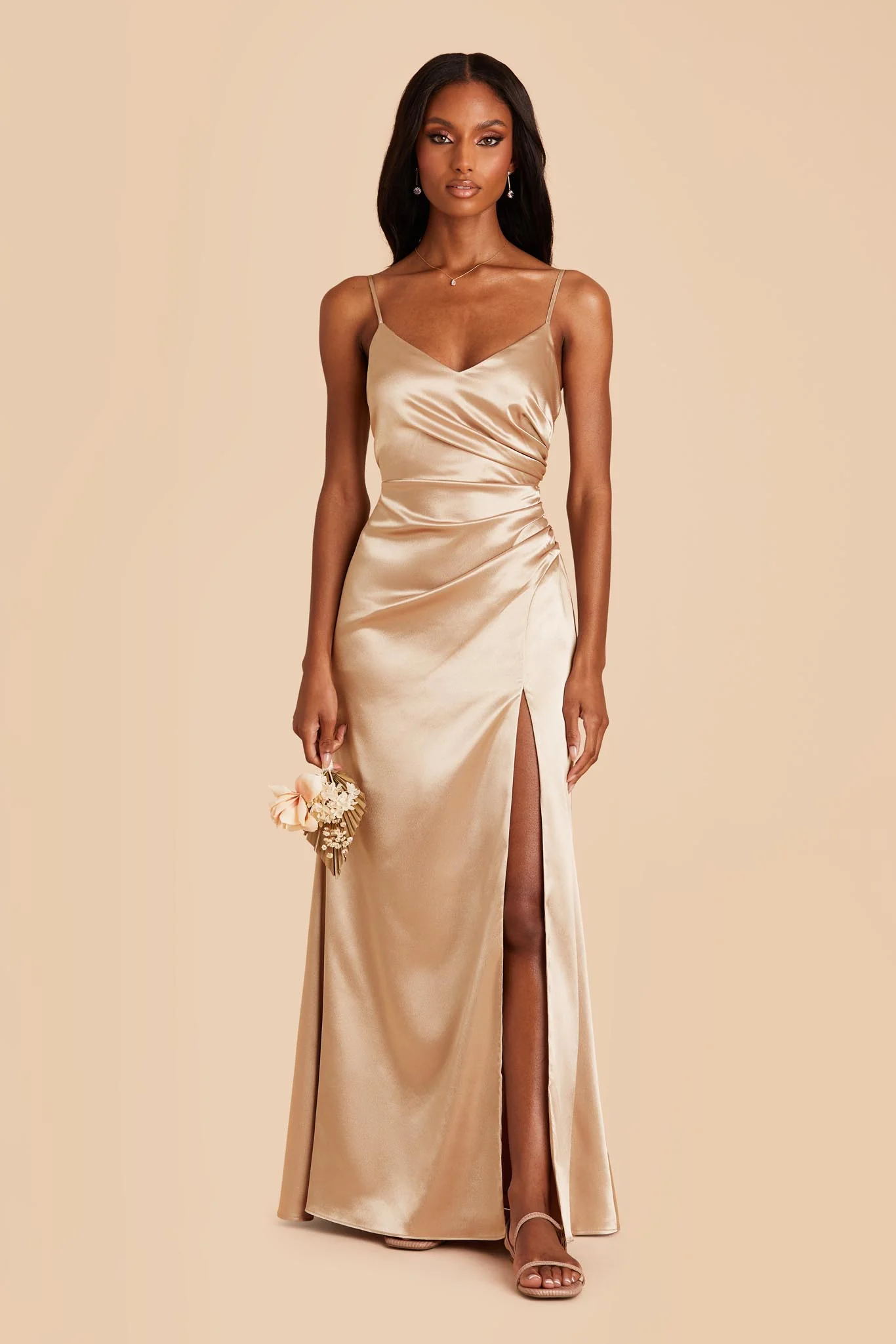 Shiny Satin Gold Dress - XNAUWBI