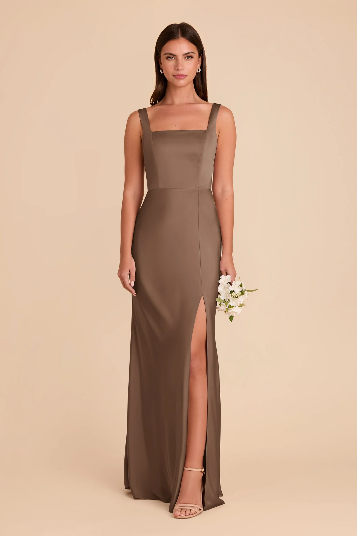 Matte Satin Mocha Dress - XNAUWBI