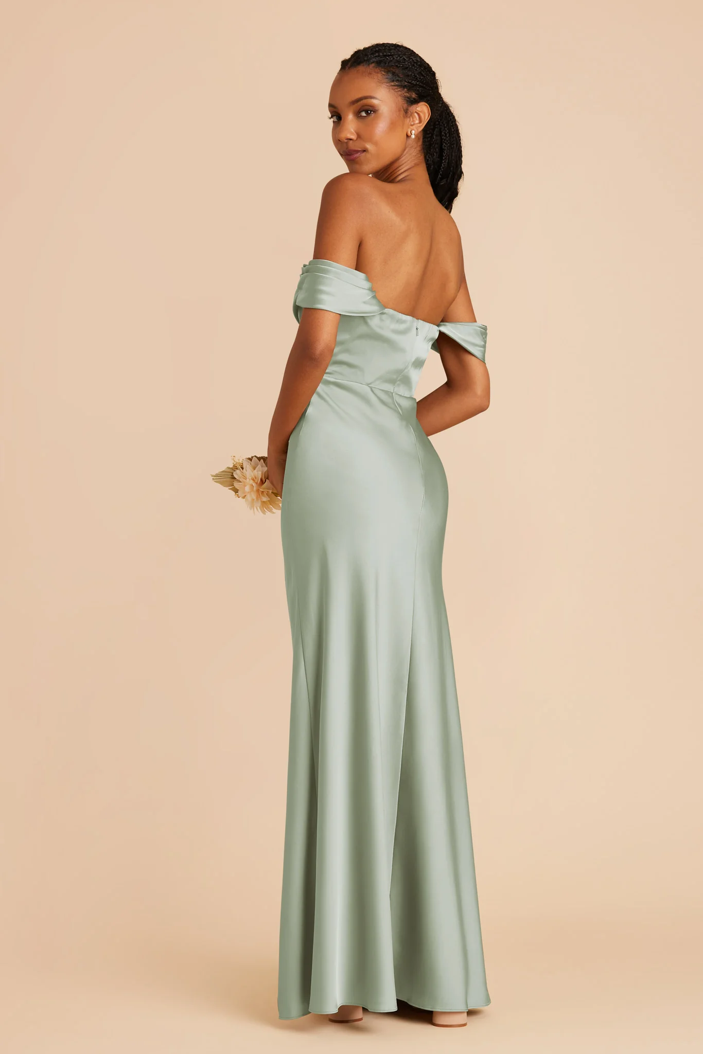 Matte Satin Sage Dress - XNAUWBI