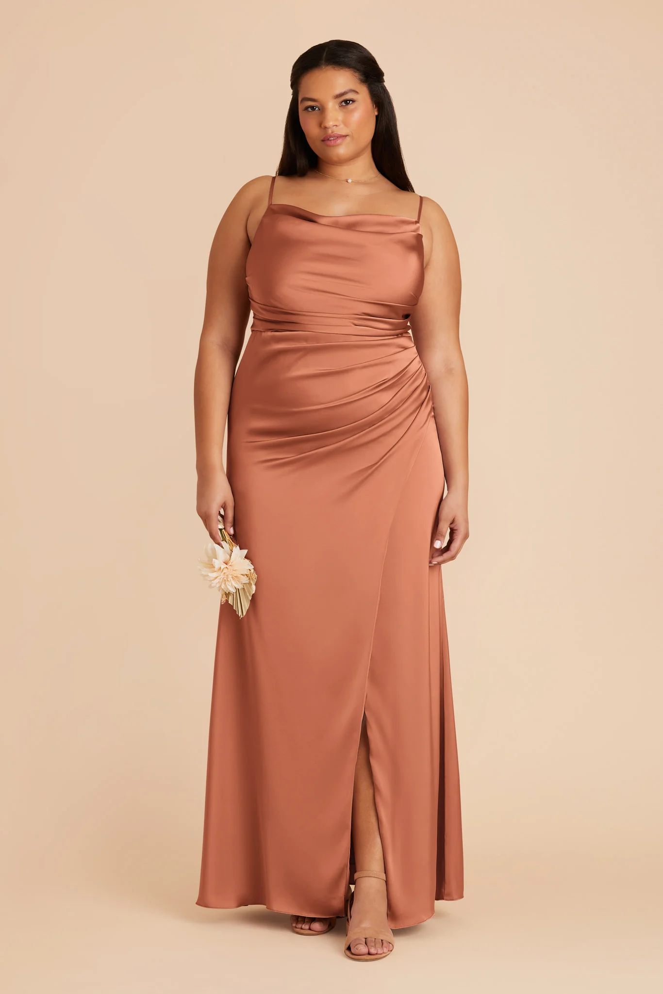 Matte Satin Terracotta Dress - XNAUWBI