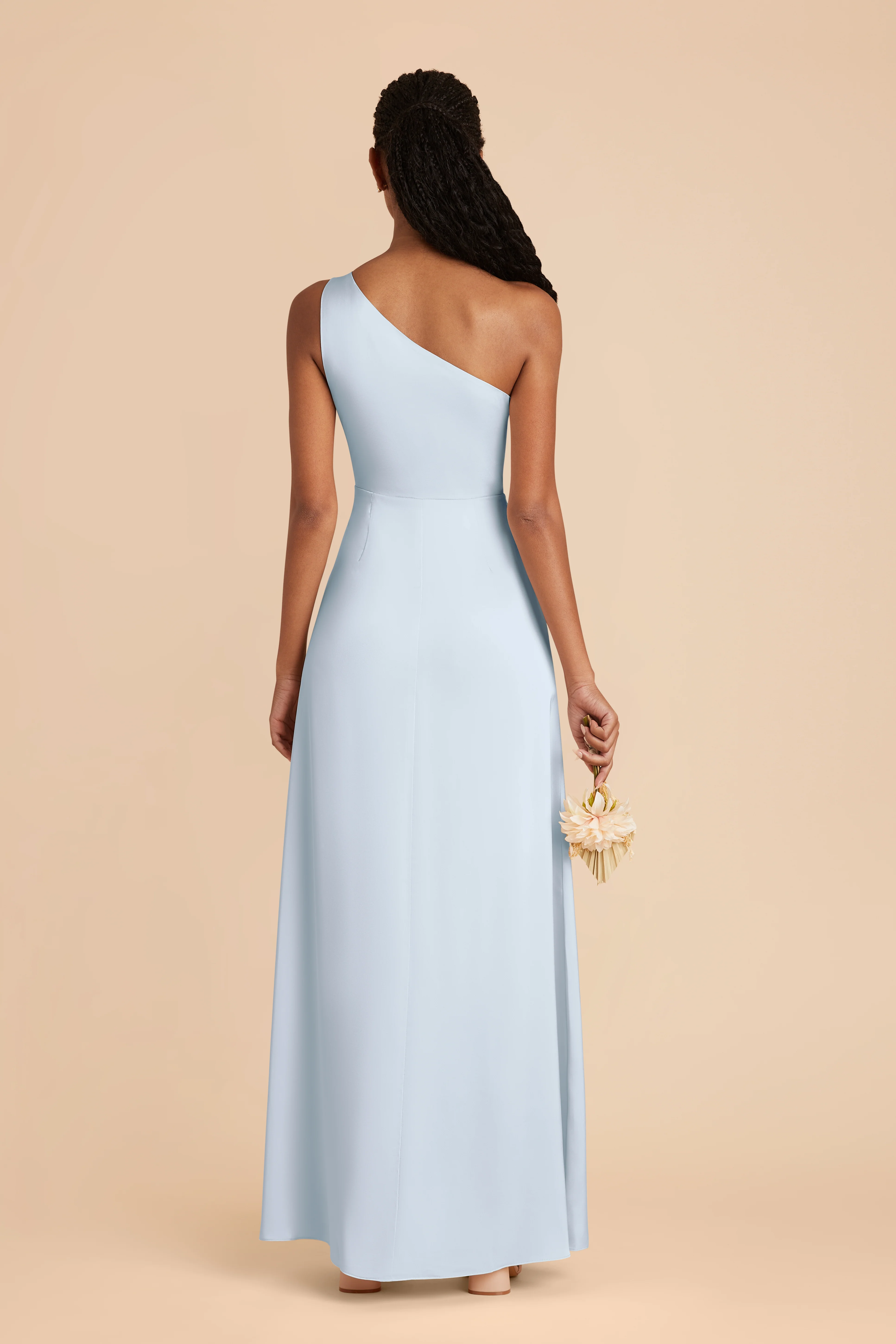 Matte Satin Mist Blue Dress - XNAUWBI