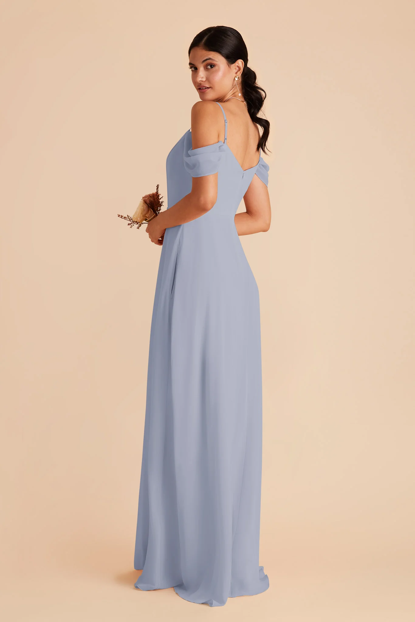 Chiffon Dusty Blue Dress - XNAUWBI