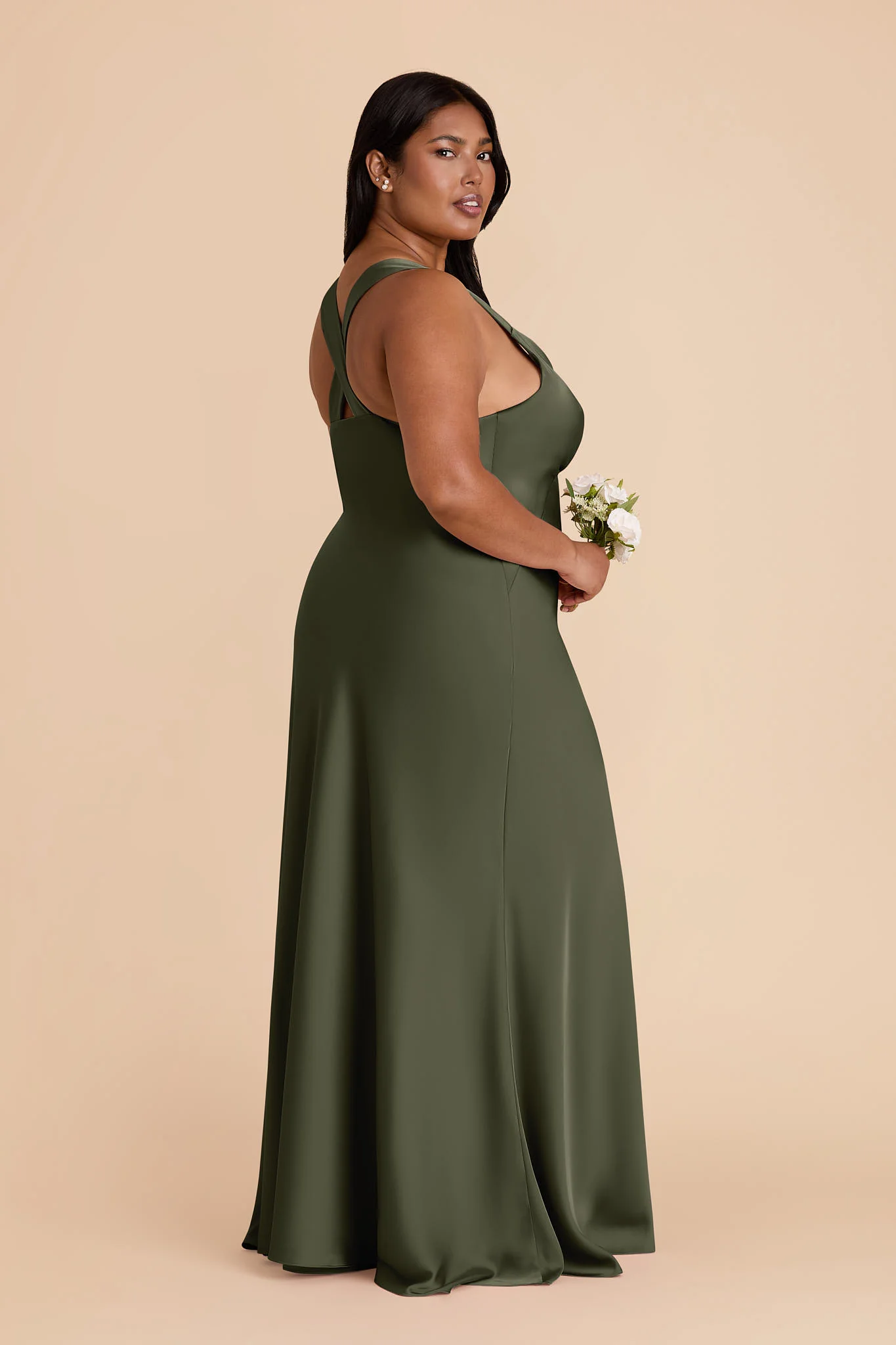 Matte Satin Olive Dress - XNAUWBI