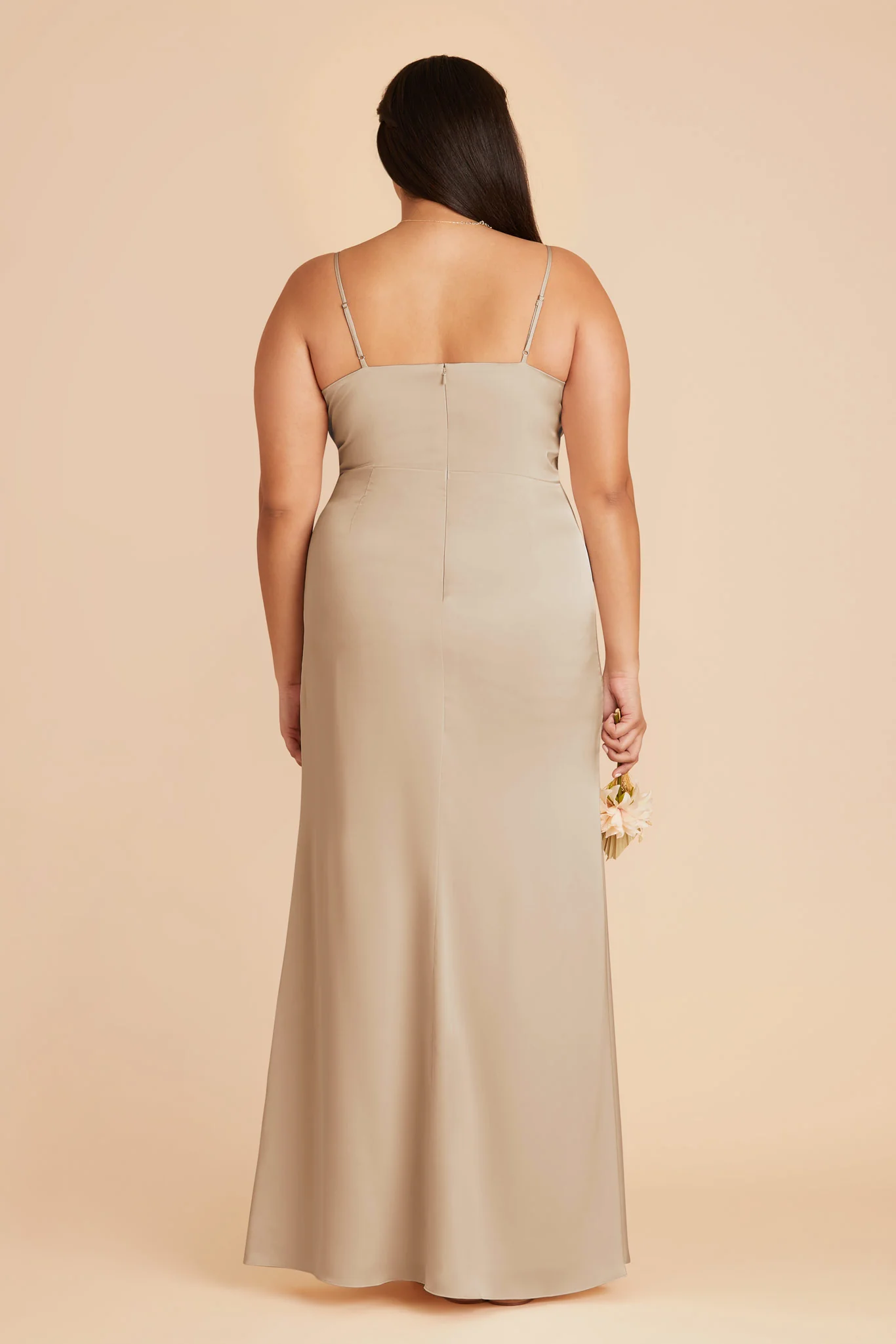 Matte Satin Neutral Champagne Dress - XNAUWBI