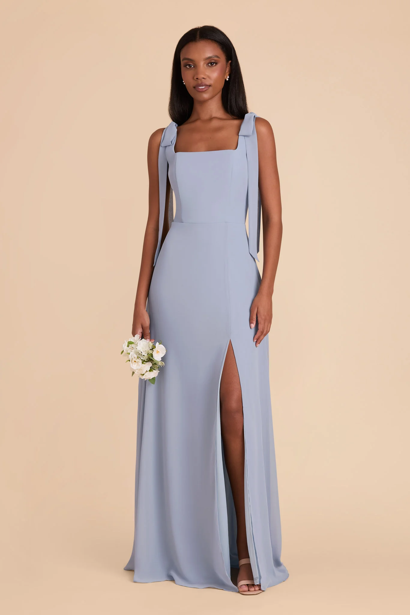 Chiffon Dusty Blue Dress - XNAUWBI