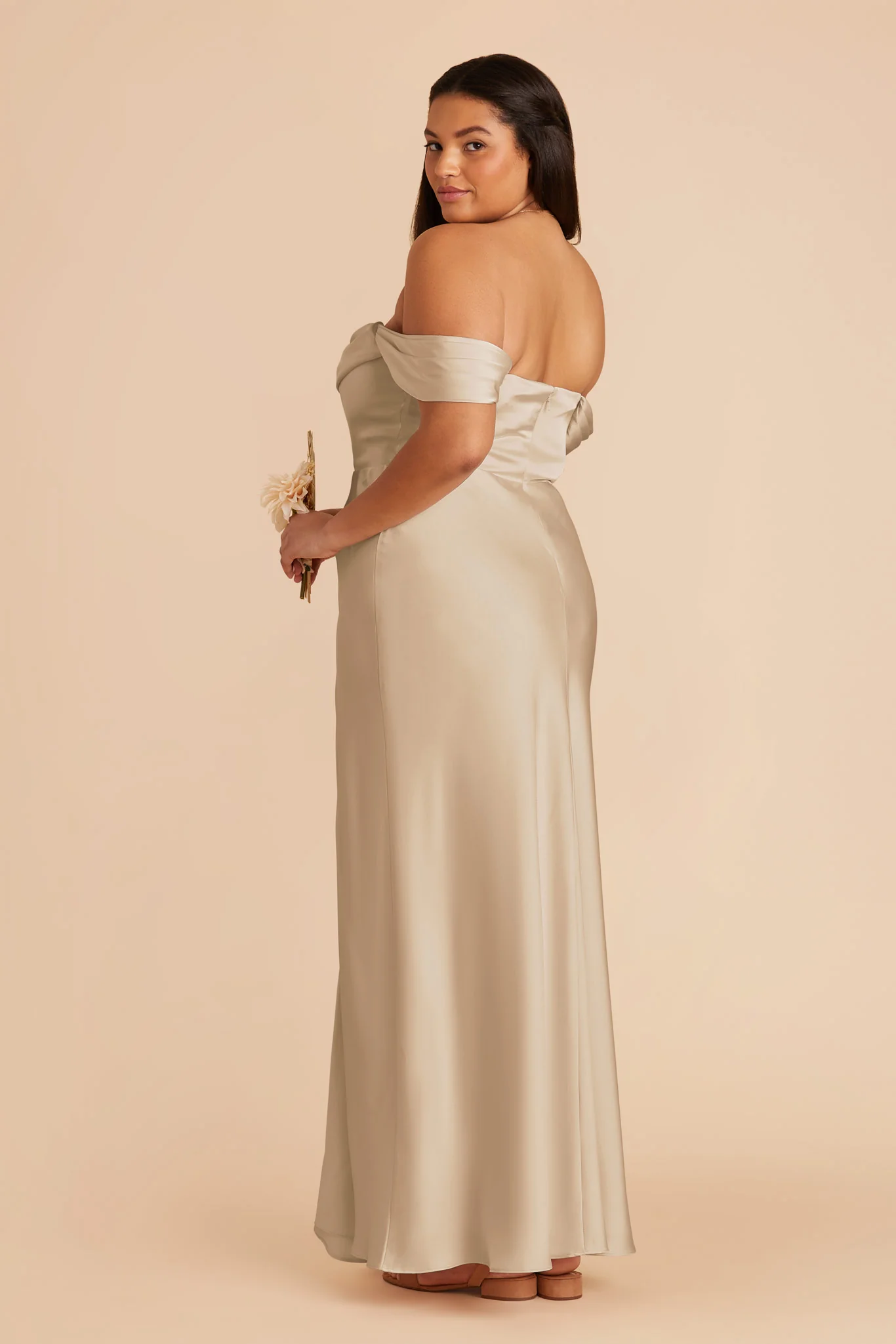Matte Satin Neutral Champagne Dress - XNAUWBI