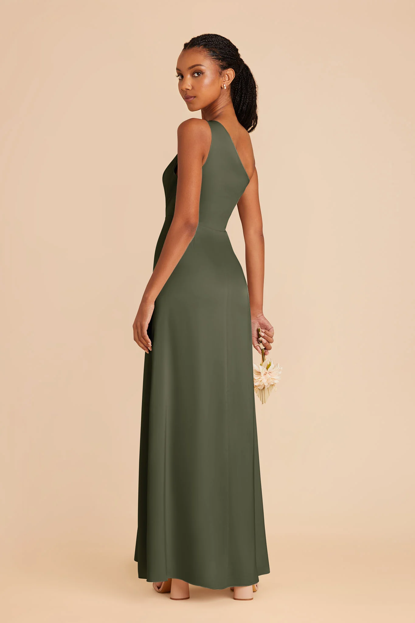 Matte Satin Olive Dress - XNAUWBI
