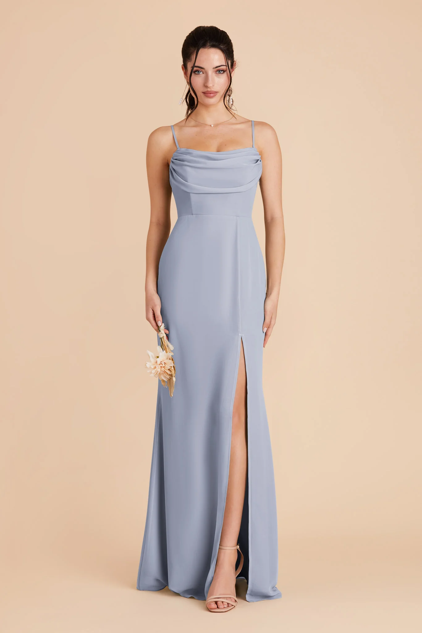 Chiffon Dusty Blue Dress - XNAUWBI