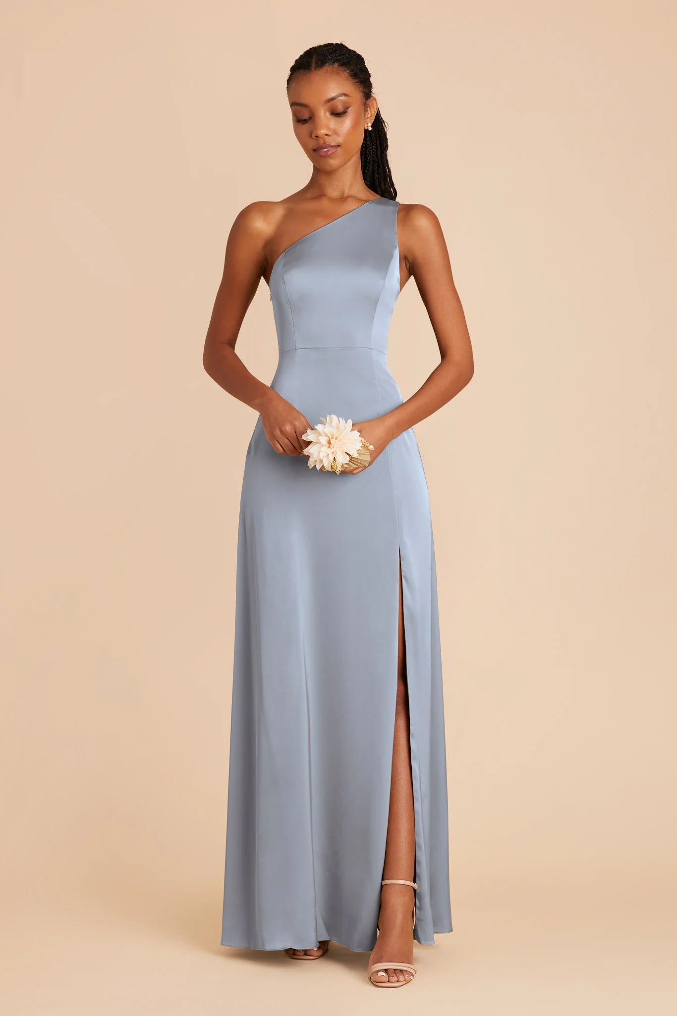 Matte Satin Dusty Blue Dress - XNAUWBI