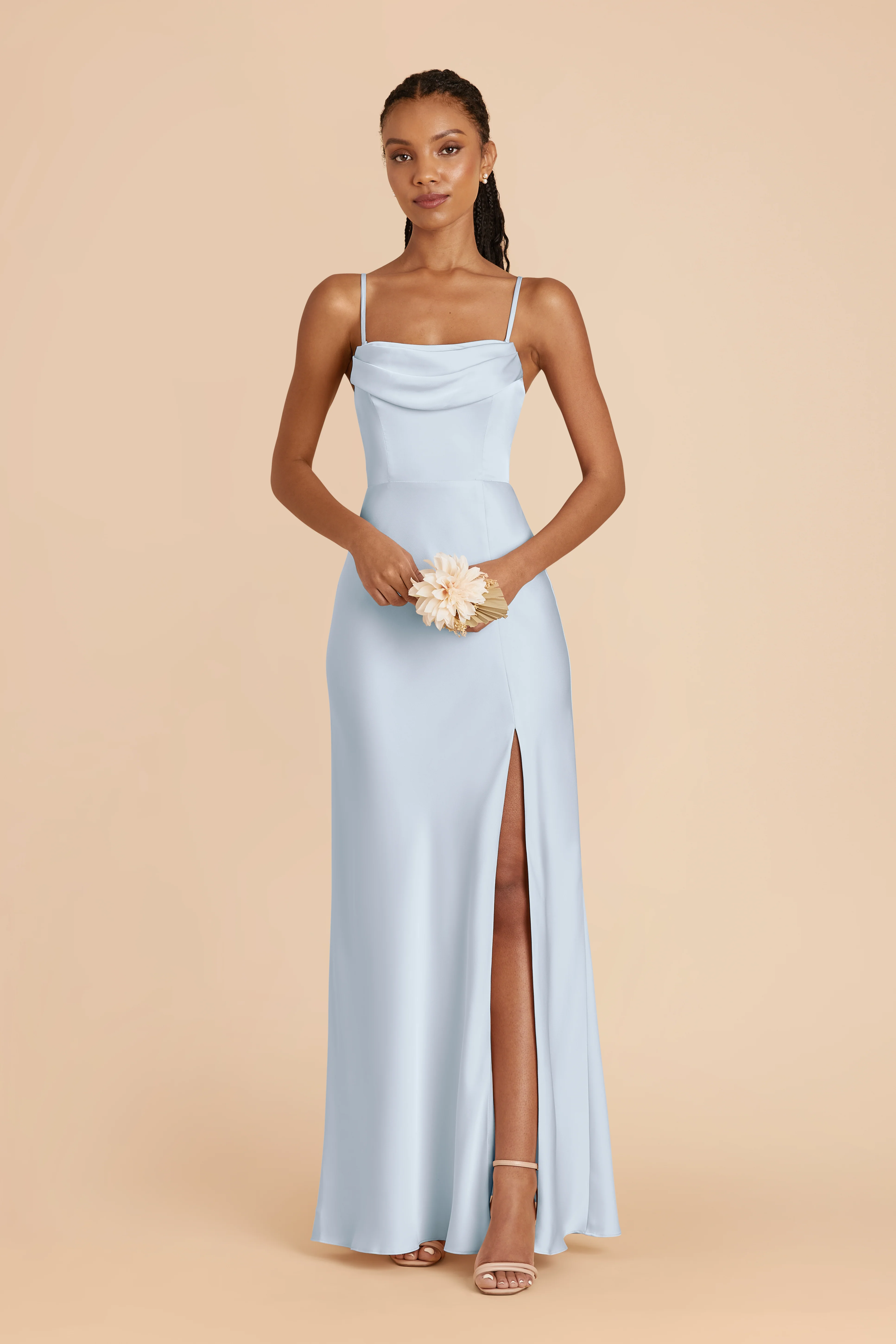 Matte Satin Mist Blue Dress - XNAUWBI