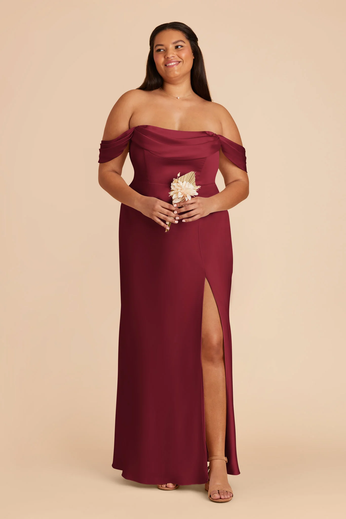 Matte Satin Burgundy Dress - XNAUWBI