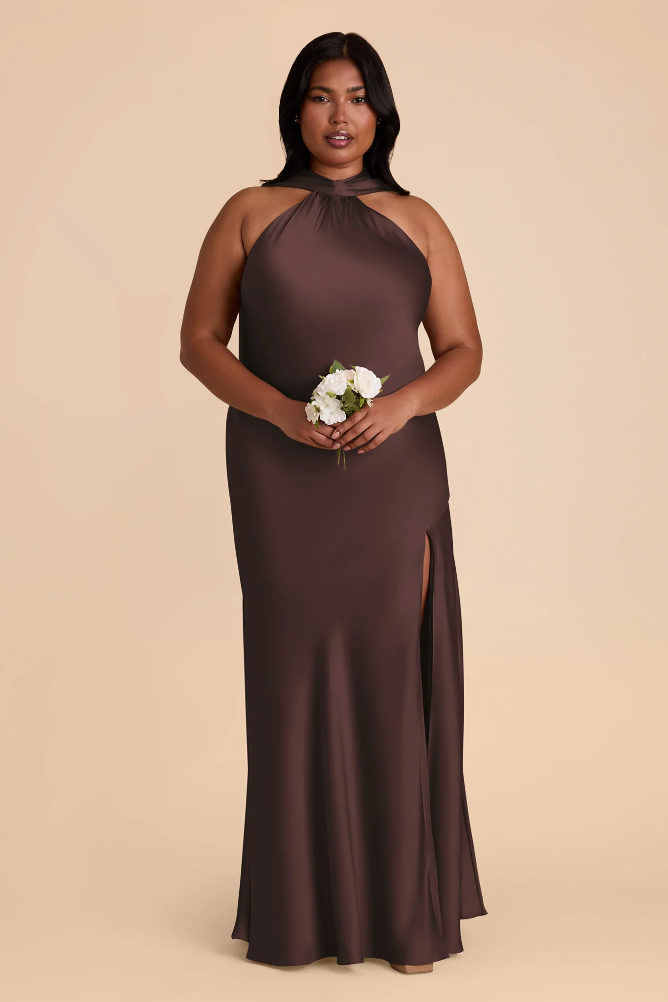 Matte Satin Espresso Dress - XNAUWBI