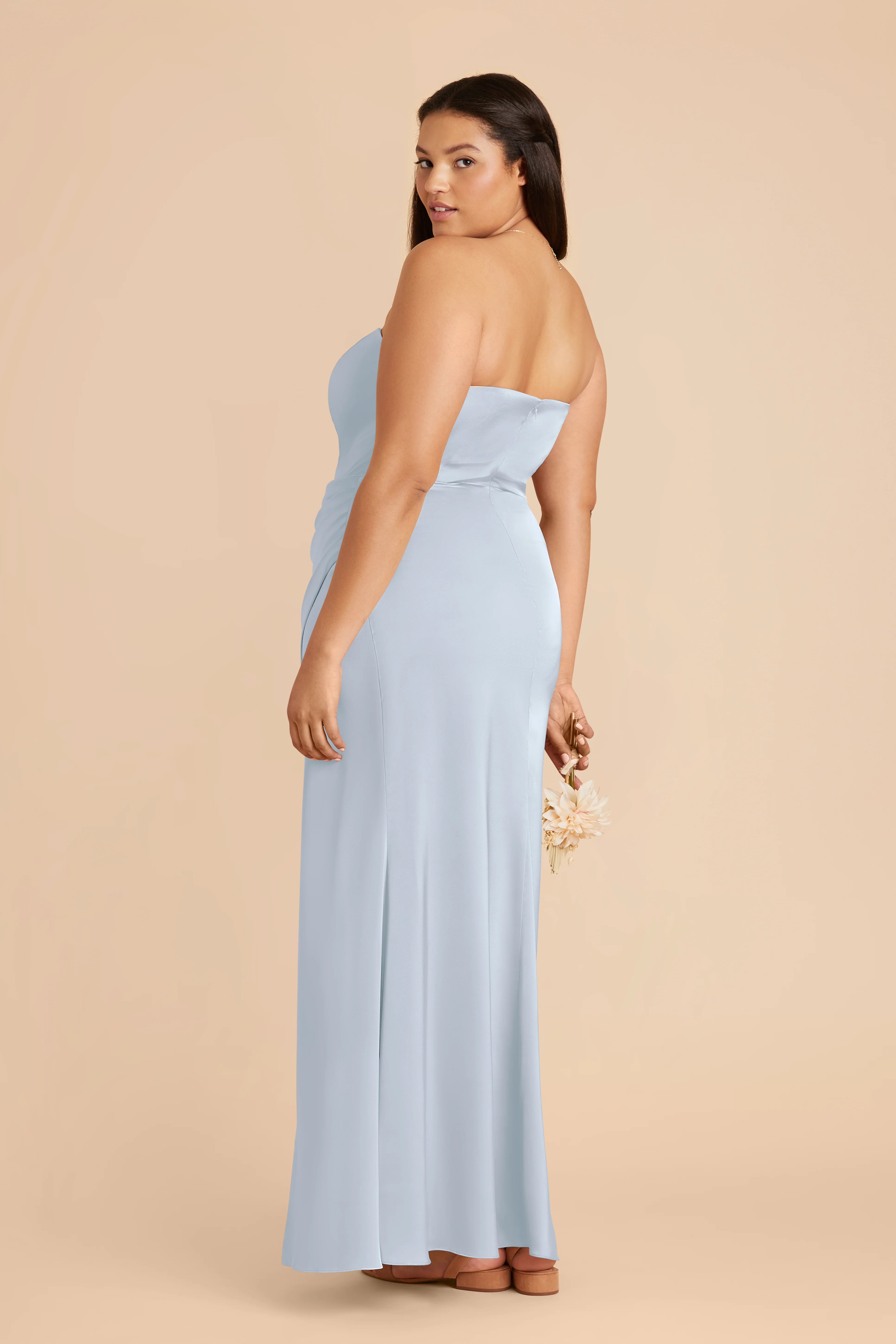 Matte Satin Mist Blue Dress - XNAUWBI