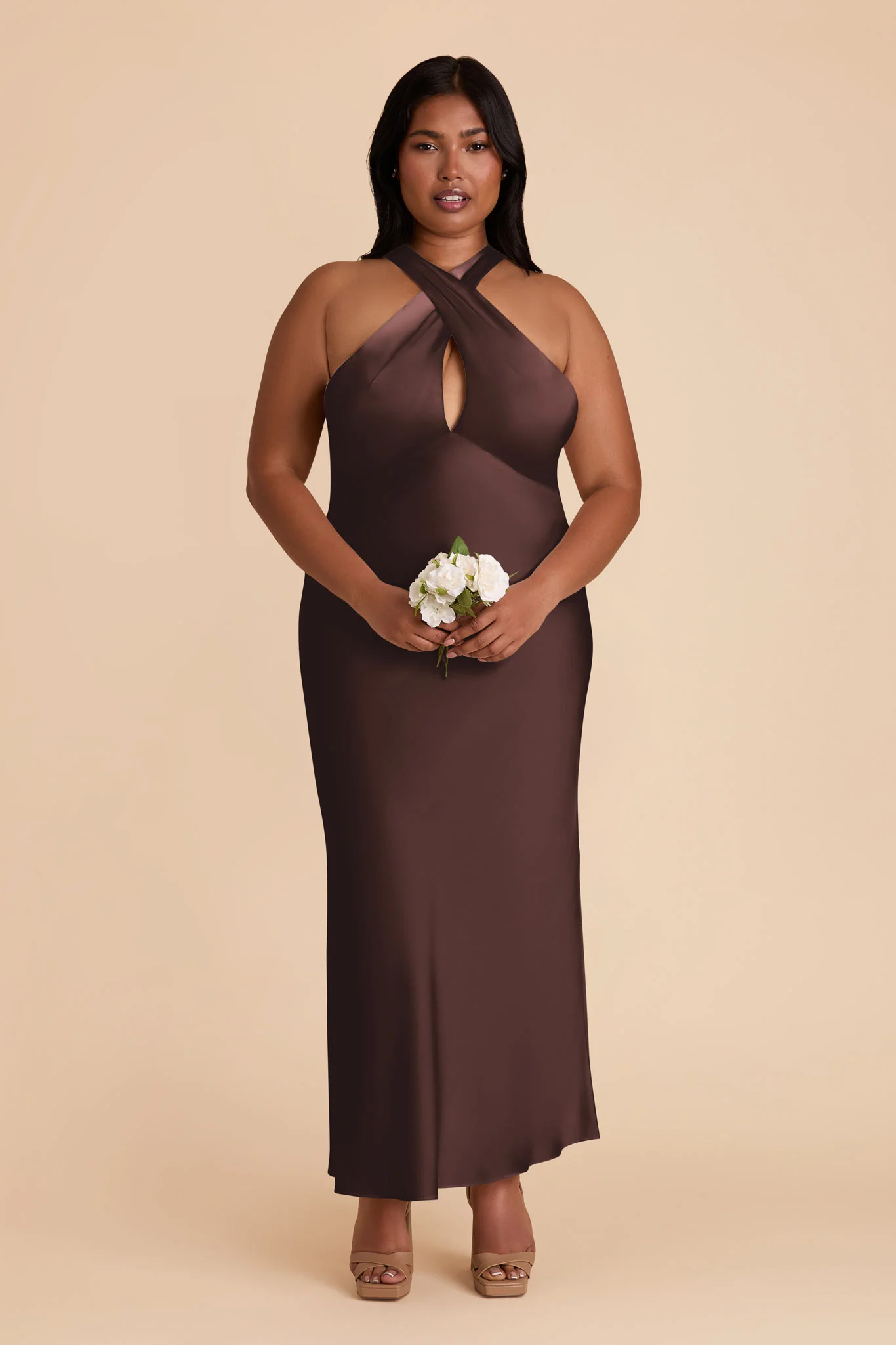 Matte Satin Espresso Dress - XNAUWBI