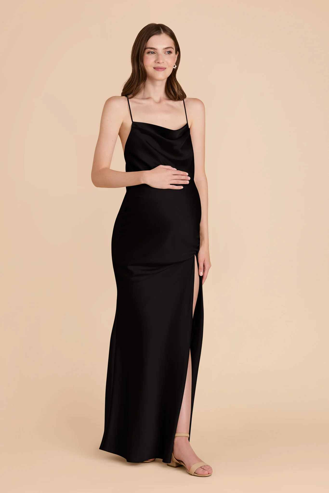Matte Satin Black Dress - XNAUWBI