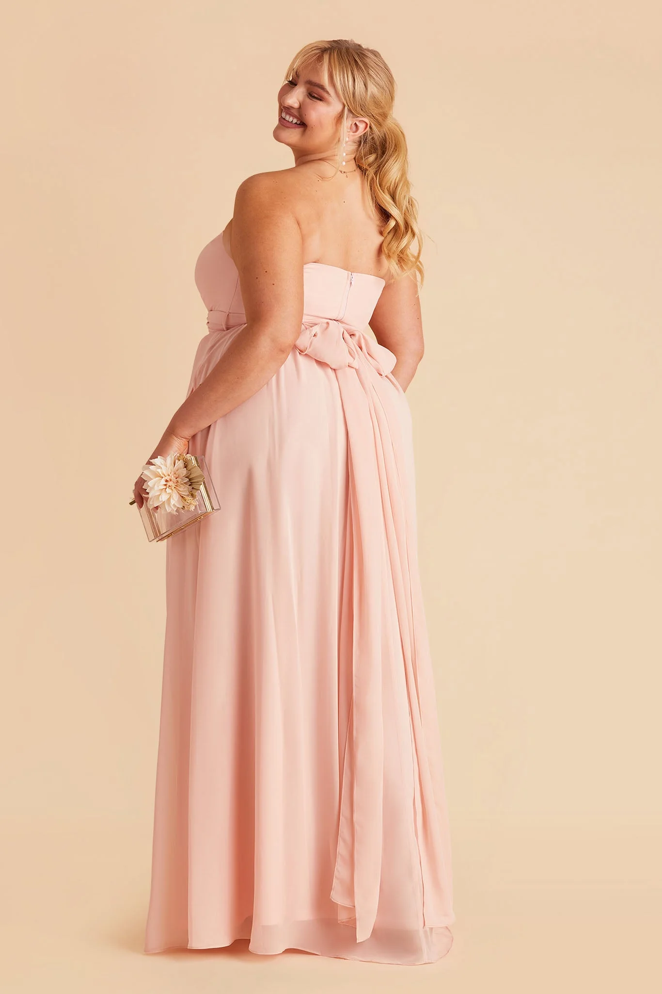 Chiffon Blush Pink Dress - XNAUWBI