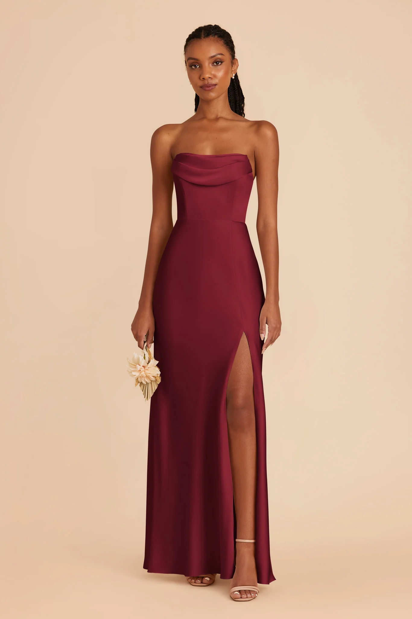 Matte Satin Burgundy Dress - XNAUWBI