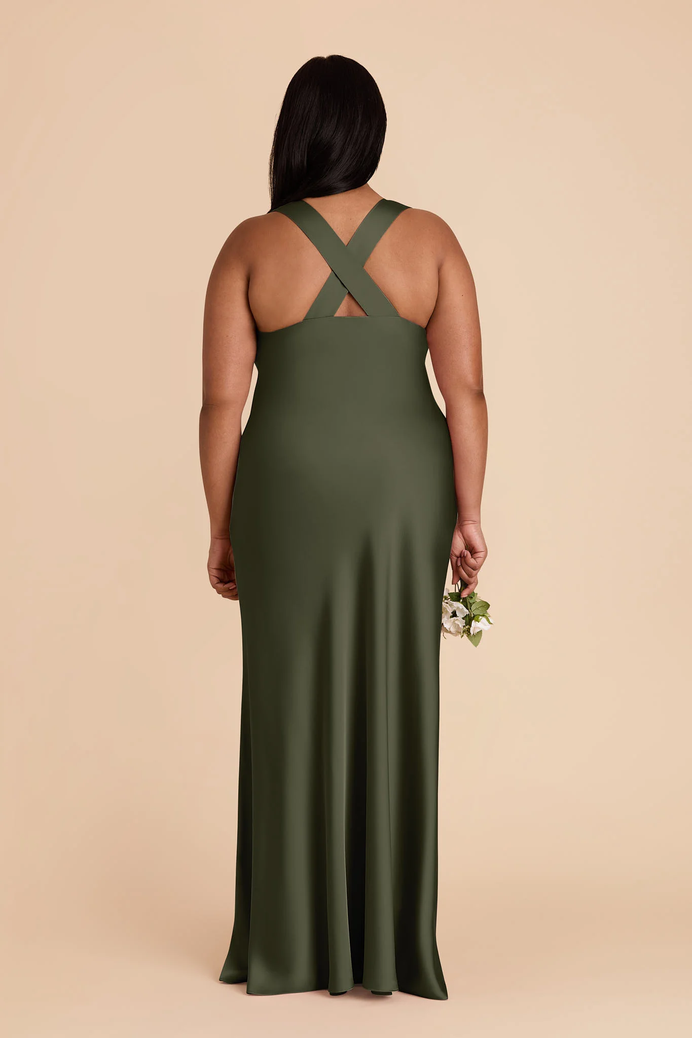 Matte Satin Olive Dress - XNAUWBI